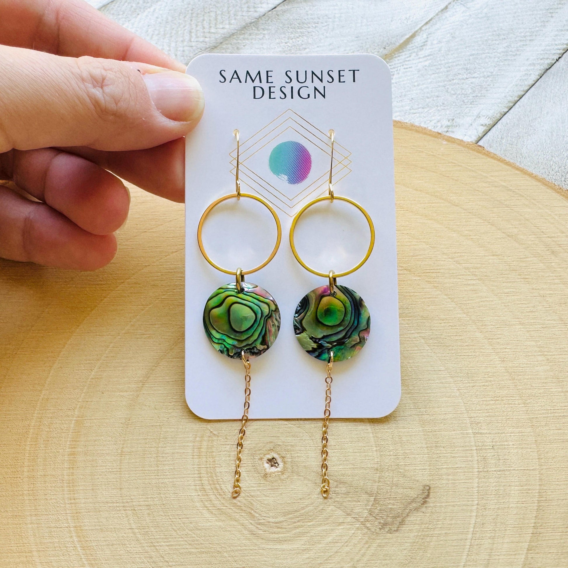 Abalone Earrings, Boho Earrings, Hoop Earrings Gold, Nature Lover Gift, Best Friend Birthday Gift, Sweet 16 Gift, Stocking Stuffers for Mom