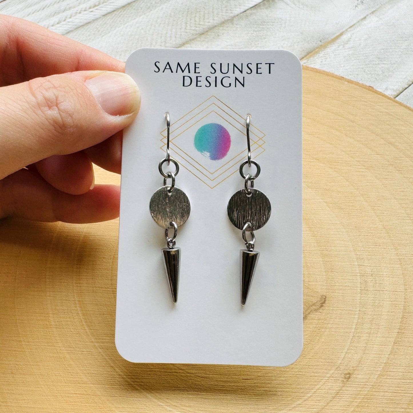 Spike Earrings, Metalhead Gifts, Punk Earrings Dangle, Stocking Stuffers for Mom Christmas Gifts for Girlfriend, Birthday Gift for Daughter