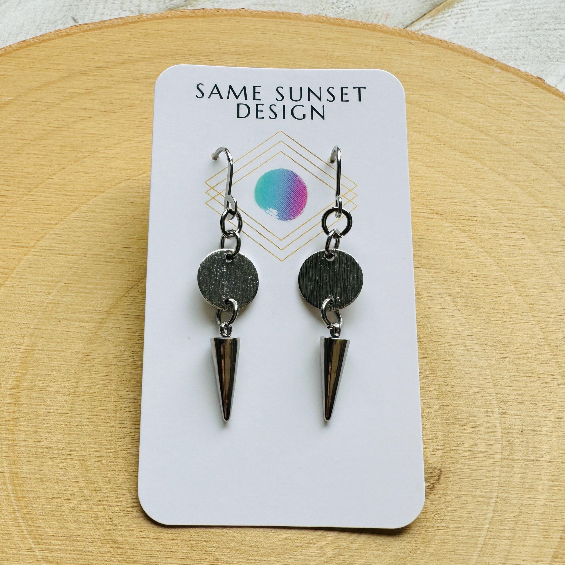 Spike Earrings, Metalhead Gifts, Punk Earrings Dangle, Stocking Stuffers for Mom Christmas Gifts for Girlfriend, Birthday Gift for Daughter