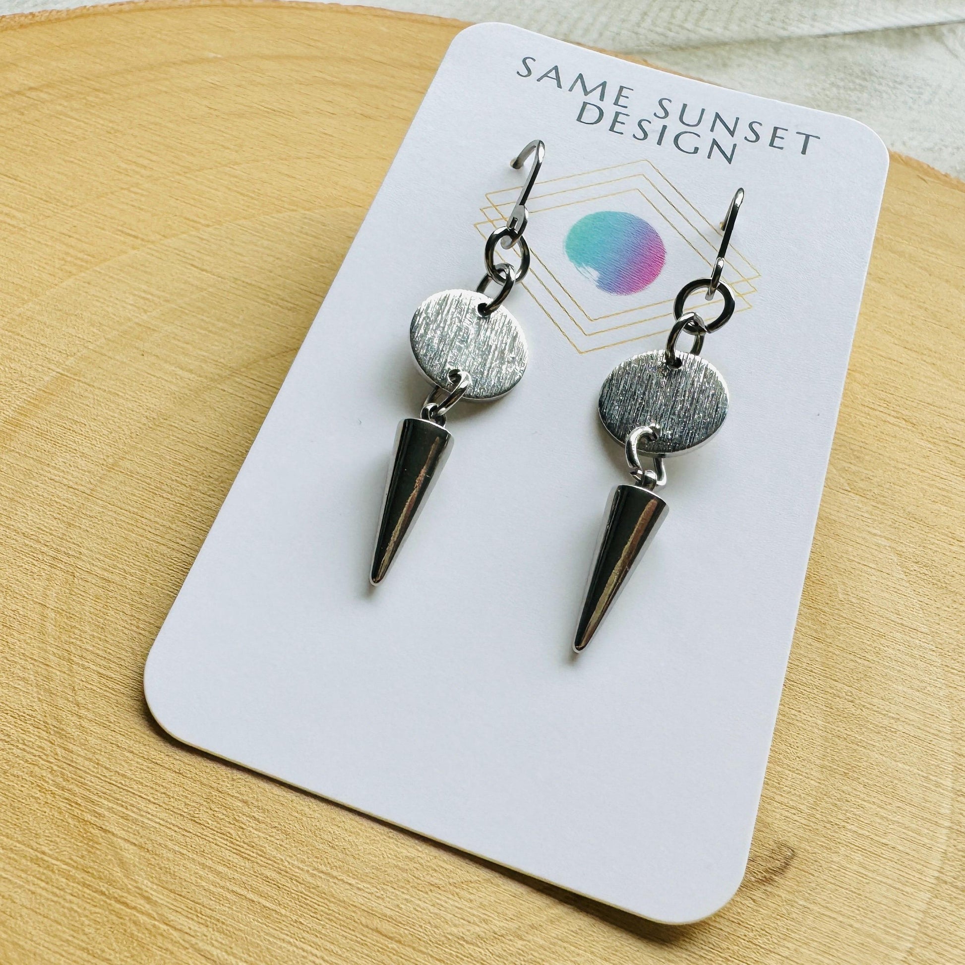 Spike Earrings, Metalhead Gifts, Punk Earrings Dangle, Stocking Stuffers for Mom Christmas Gifts for Girlfriend, Birthday Gift for Daughter