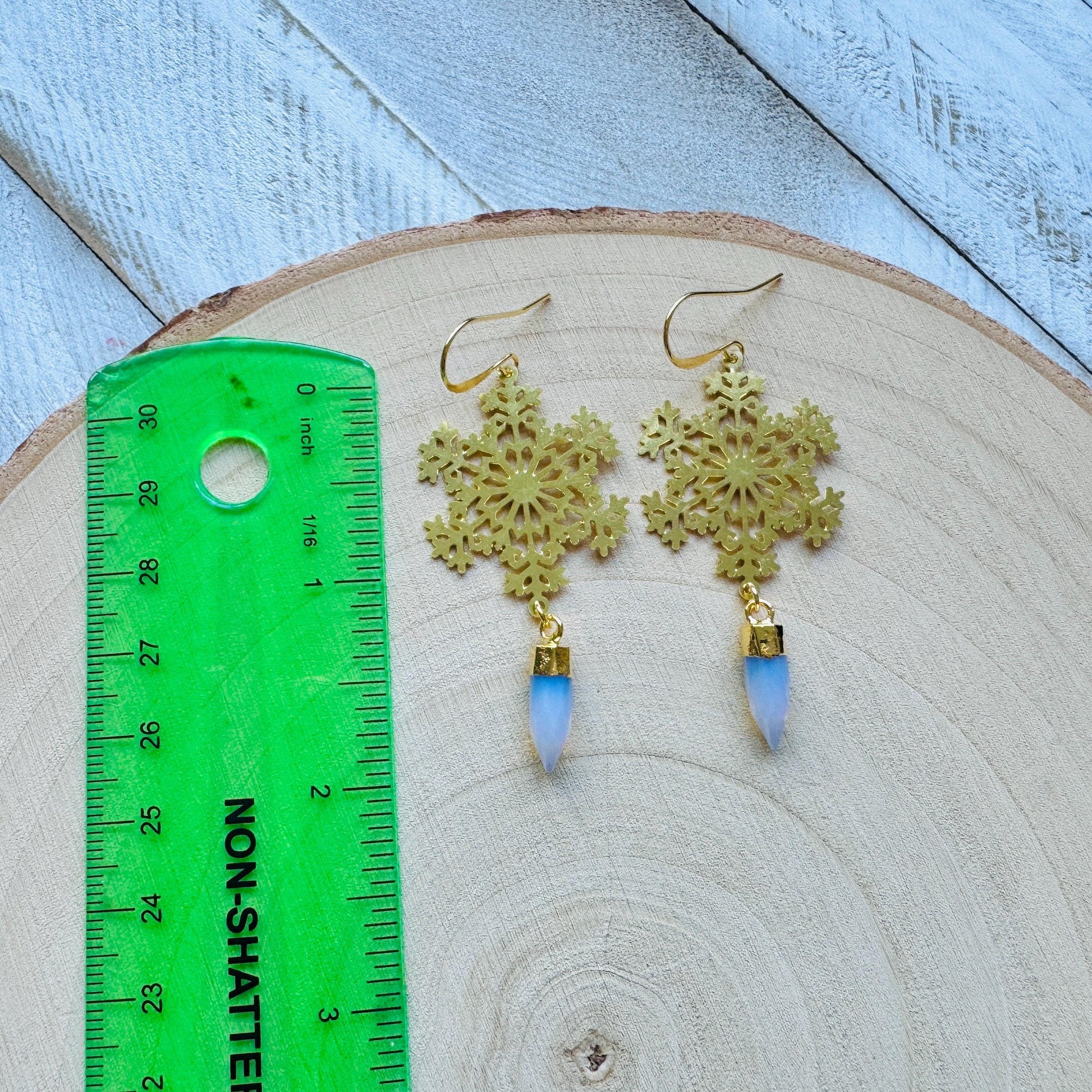 Snowflake Earrings, Opalite Earrings, Boho Earrings, Nature Lover Gift, Best Friend Birthday Gift, Sweet 16 Gift, Stocking Stuffers for Mom