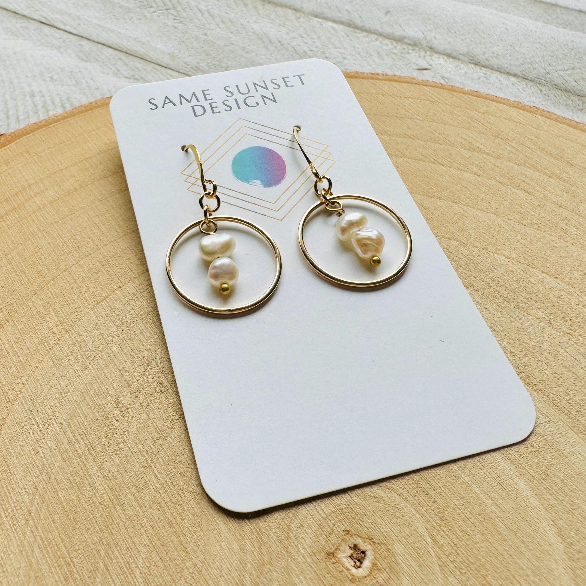 Pearl Earrings, Geometric Jewelry, Boho Earrings for Wedding, Beach Lover Jewelry, Stocking Stuffers for Mom Christmas Gifts for Girlfriend