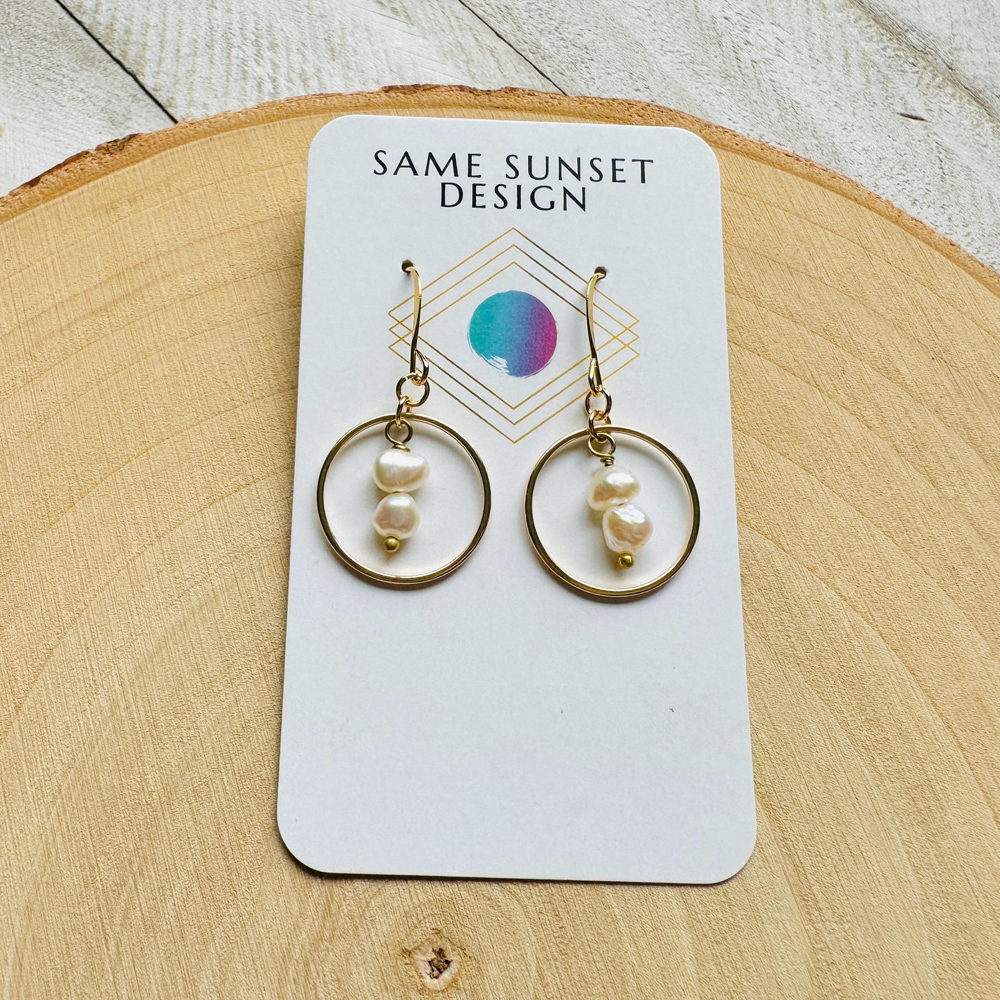 Pearl Earrings, Geometric Jewelry, Boho Earrings for Wedding, Beach Lover Jewelry, Stocking Stuffers for Mom Christmas Gifts for Girlfriend
