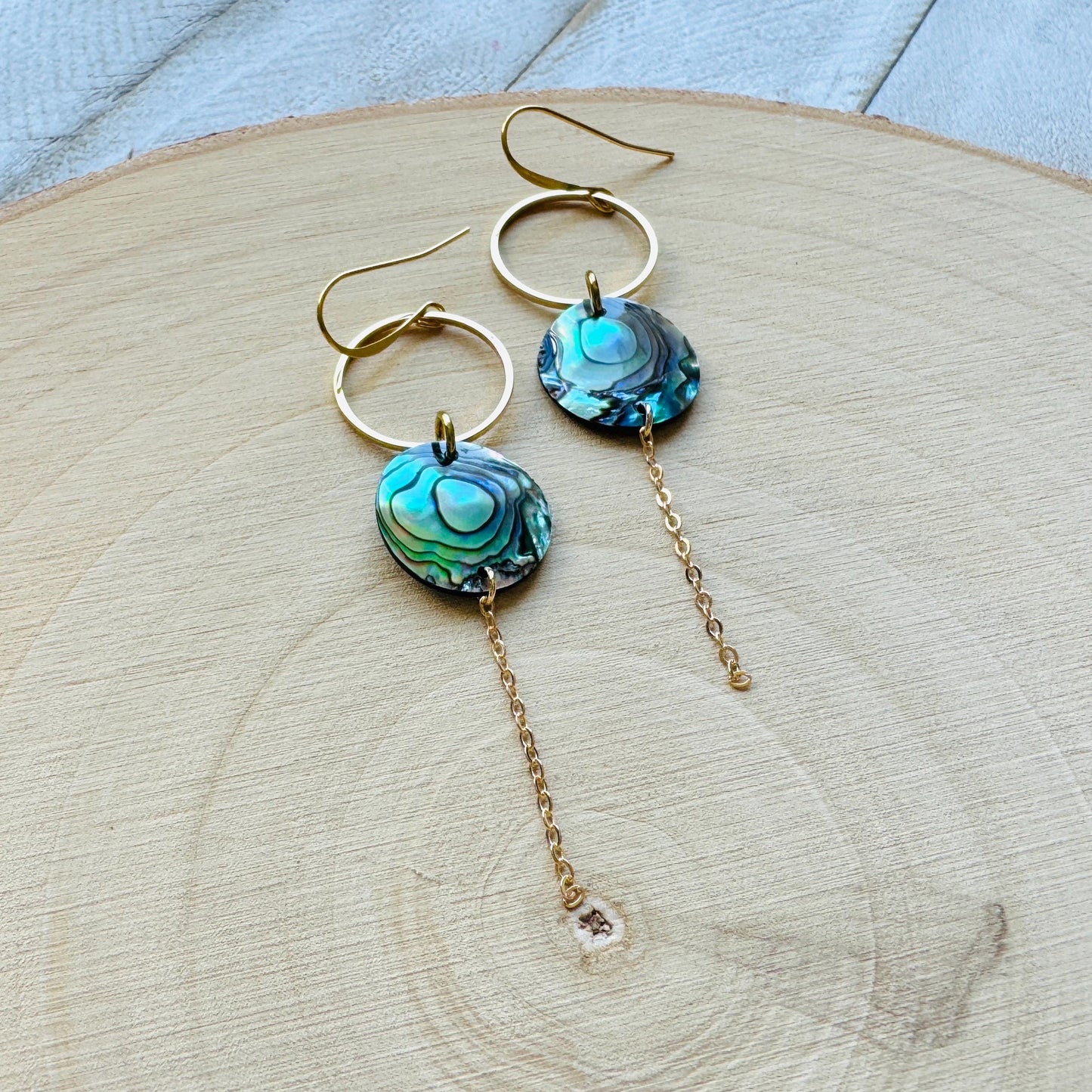 Abalone Earrings, Boho Earrings, Hoop Earrings Gold, Nature Lover Gift, Best Friend Birthday Gift, Sweet 16 Gift, Stocking Stuffers for Mom