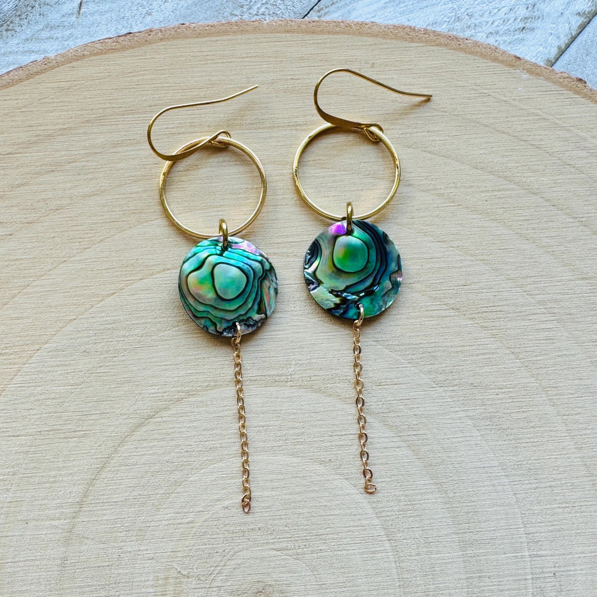 Abalone Earrings, Boho Earrings, Hoop Earrings Gold, Nature Lover Gift, Best Friend Birthday Gift, Sweet 16 Gift, Stocking Stuffers for Mom