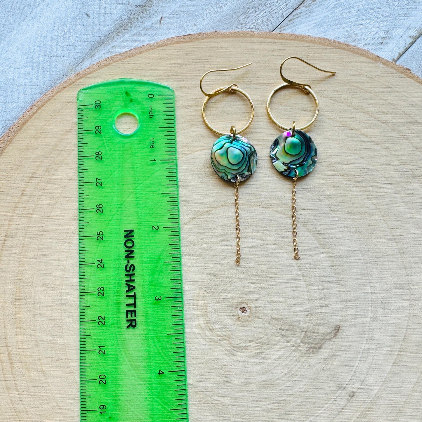 Abalone Earrings, Boho Earrings, Hoop Earrings Gold, Nature Lover Gift, Best Friend Birthday Gift, Sweet 16 Gift, Stocking Stuffers for Mom