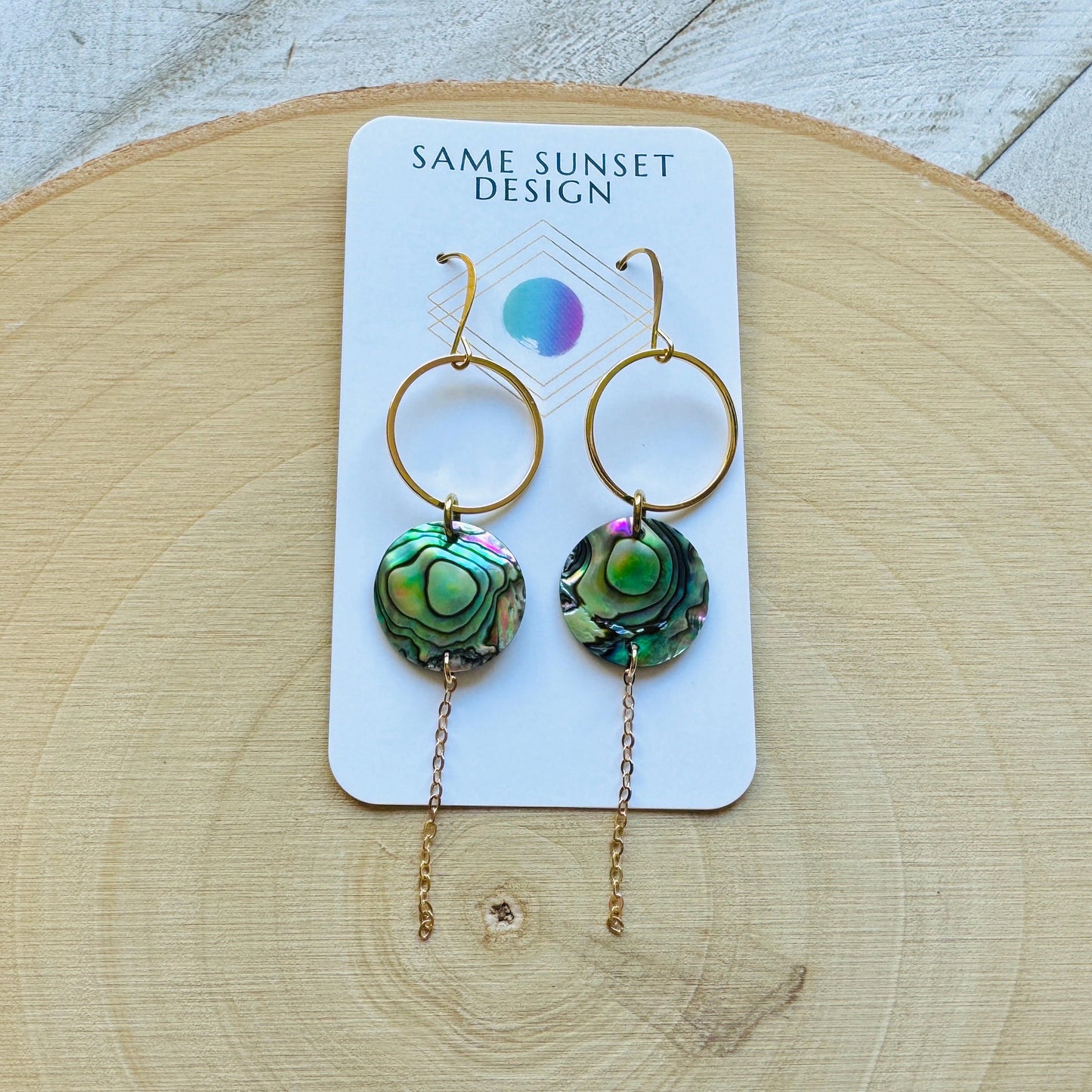 Abalone Earrings, Boho Earrings, Hoop Earrings Gold, Nature Lover Gift, Best Friend Birthday Gift, Sweet 16 Gift, Stocking Stuffers for Mom
