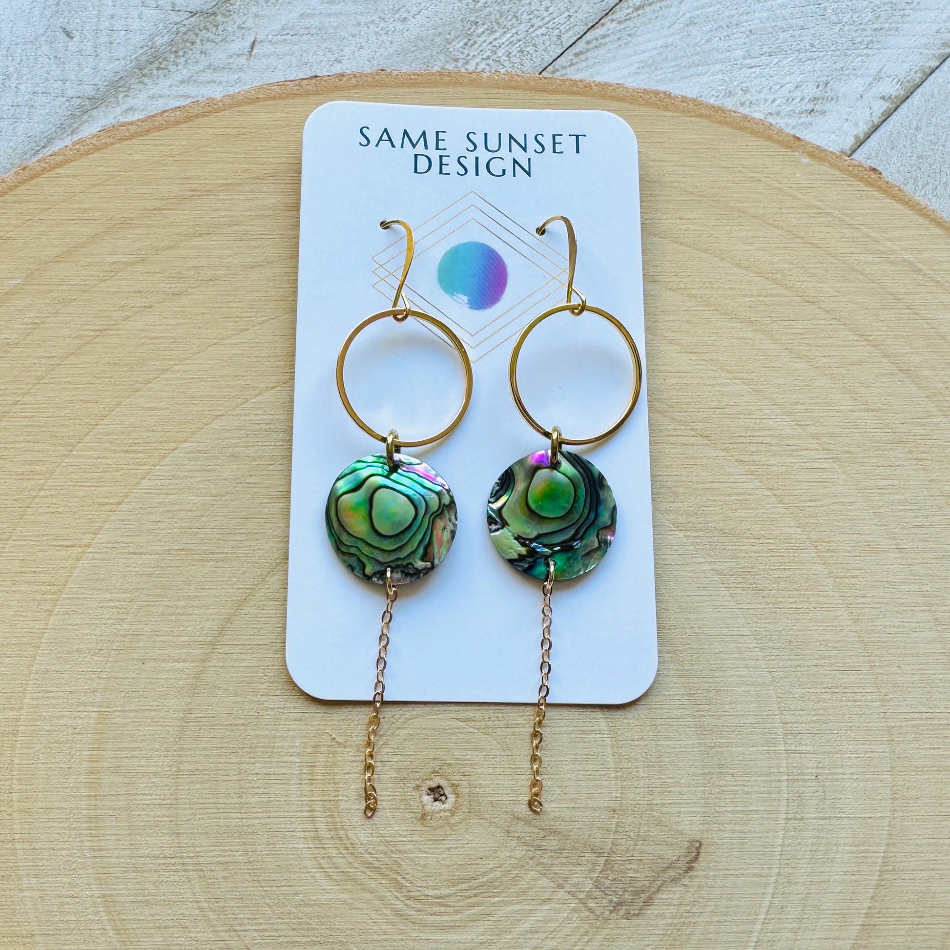 Abalone Earrings, Boho Earrings, Hoop Earrings Gold, Nature Lover Gift, Best Friend Birthday Gift, Sweet 16 Gift, Stocking Stuffers for Mom