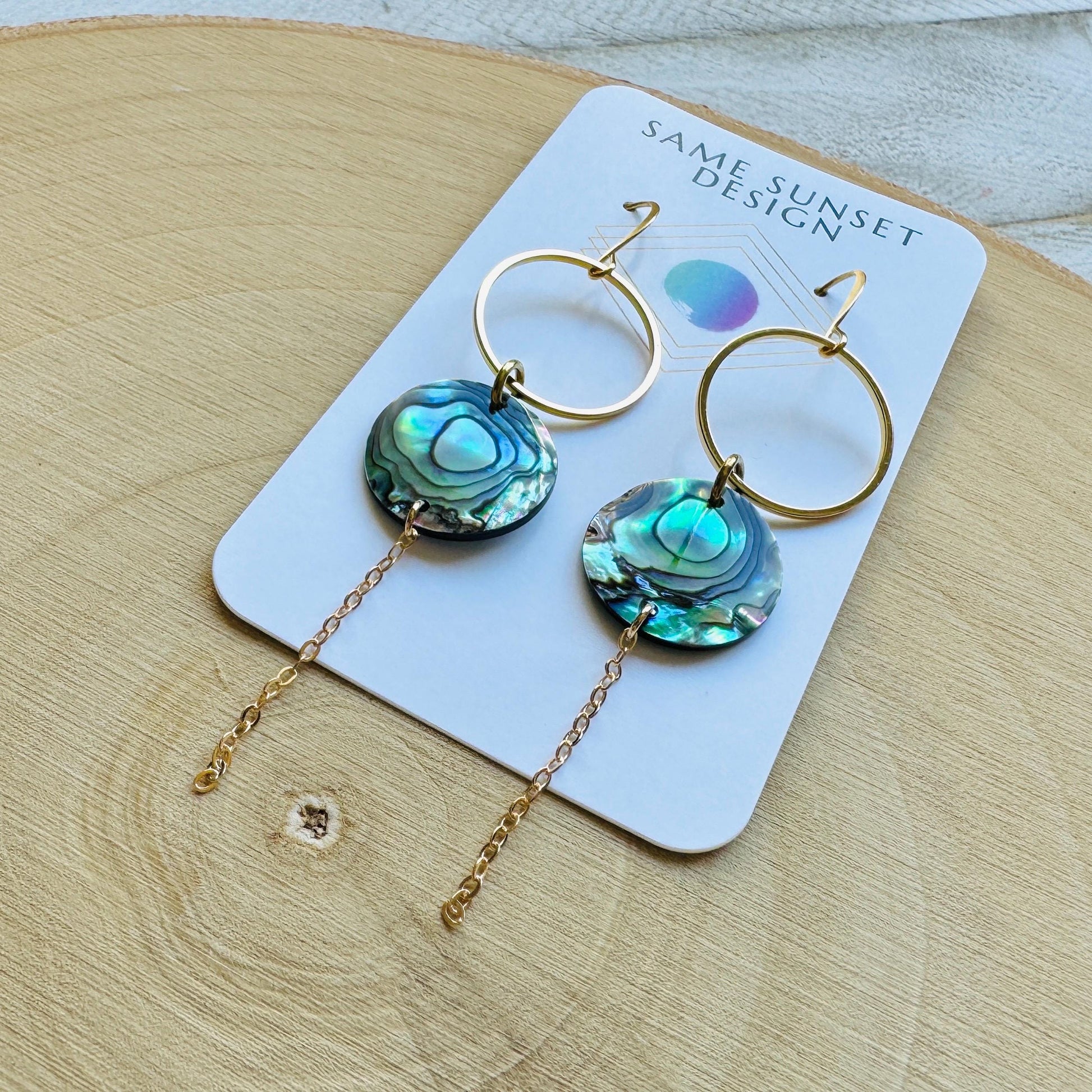 Abalone Earrings, Boho Earrings, Hoop Earrings Gold, Nature Lover Gift, Best Friend Birthday Gift, Sweet 16 Gift, Stocking Stuffers for Mom