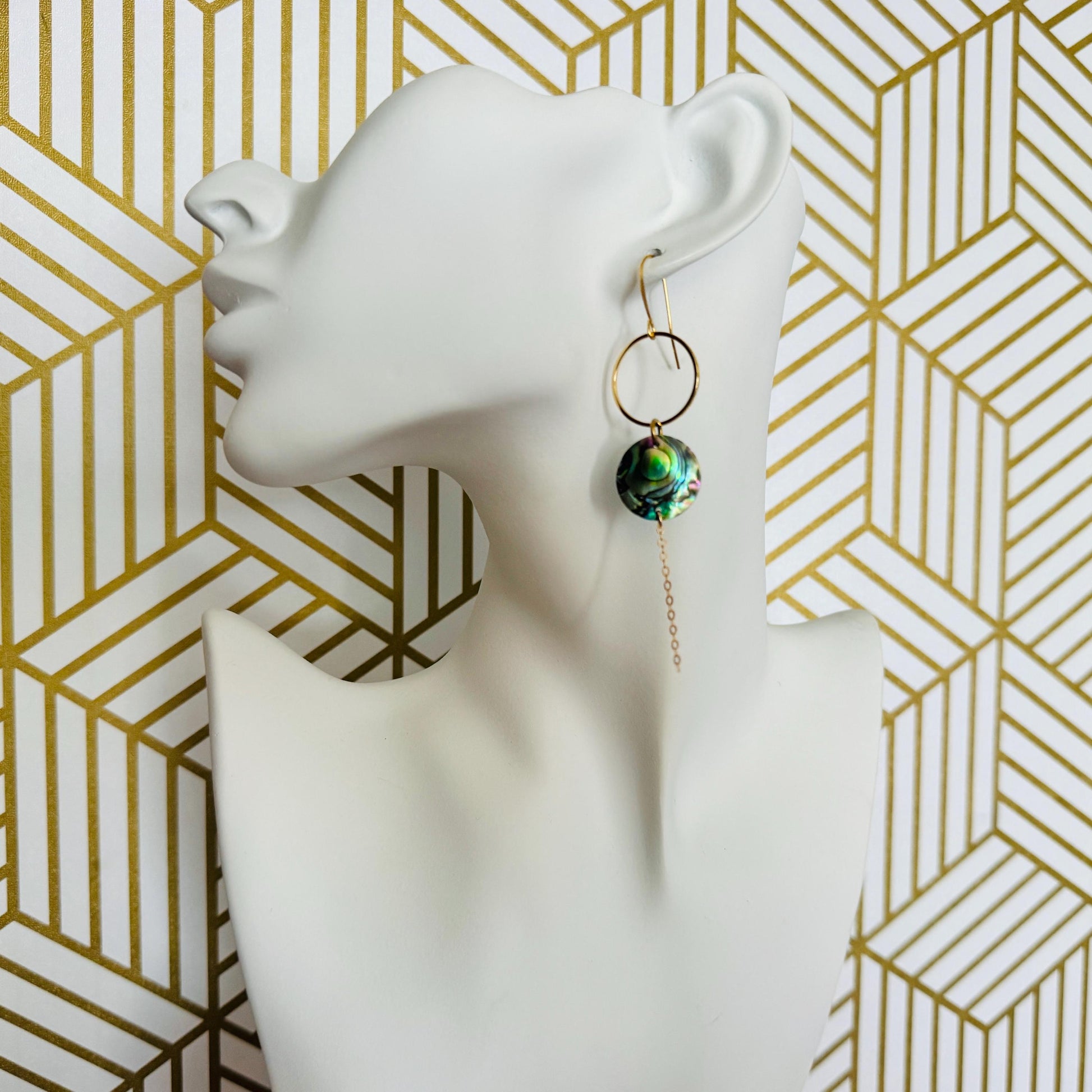 Abalone Earrings, Boho Earrings, Hoop Earrings Gold, Nature Lover Gift, Best Friend Birthday Gift, Sweet 16 Gift, Stocking Stuffers for Mom