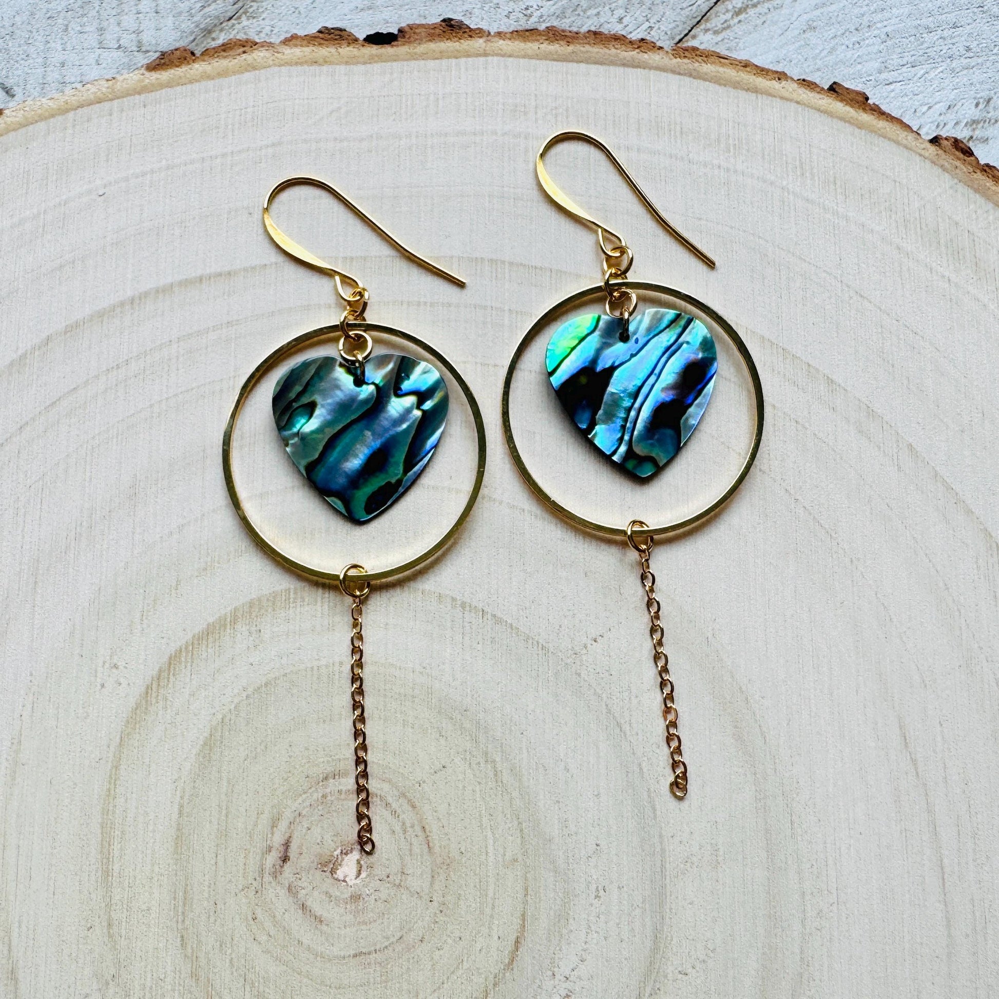 Abalone Earrings, Heart Earrings Gold, Best Friend Birthday Gift, Best Friend Valentines Gift, Love Gifts for Daughter, Gold Hoops