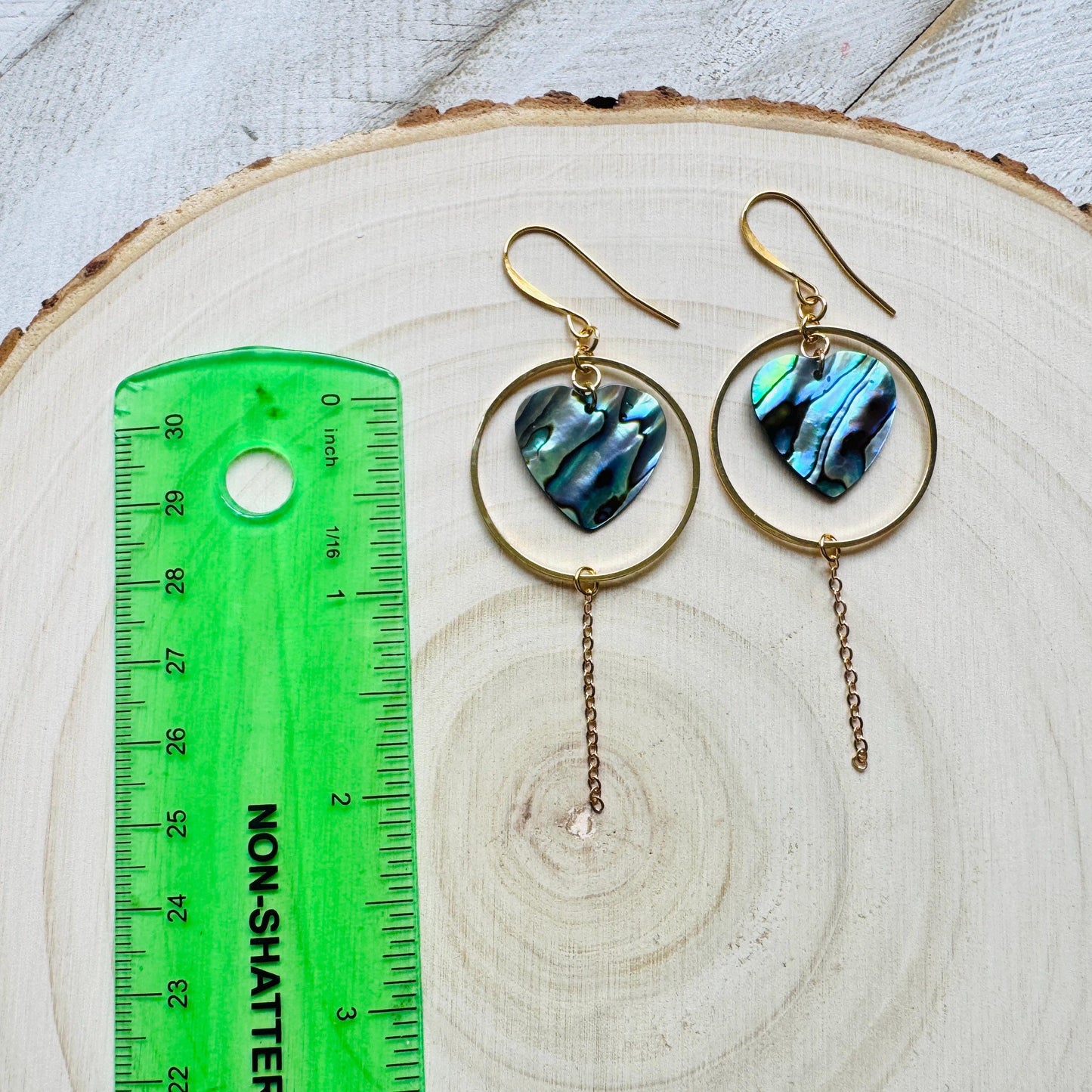 Abalone Earrings, Heart Earrings Gold, Best Friend Birthday Gift, Best Friend Valentines Gift, Love Gifts for Daughter, Gold Hoops