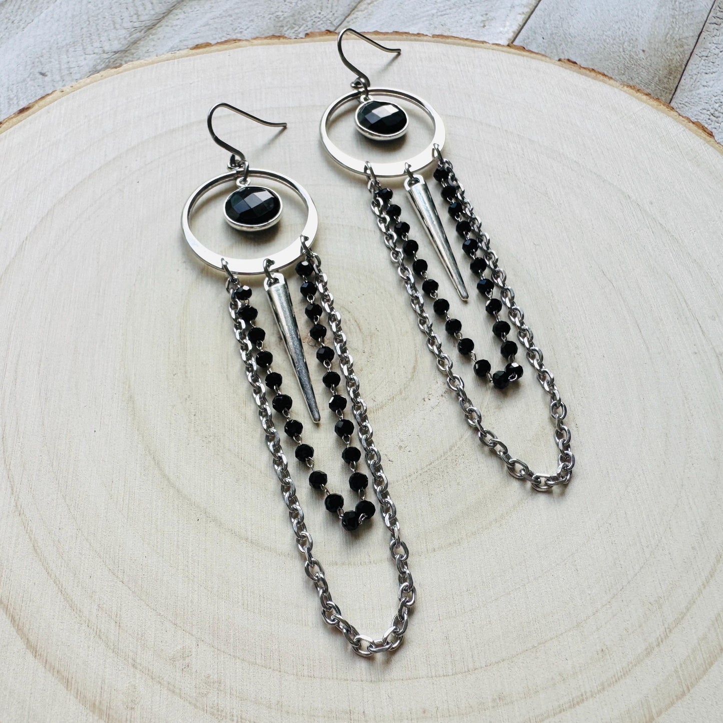 Onyx Earrings, Punk Earrings Dangle, Best Friend Birthday, Trendy Jewelry 2025, Goth Valentines Gift, Valentines Day Gift, Gift for Mom