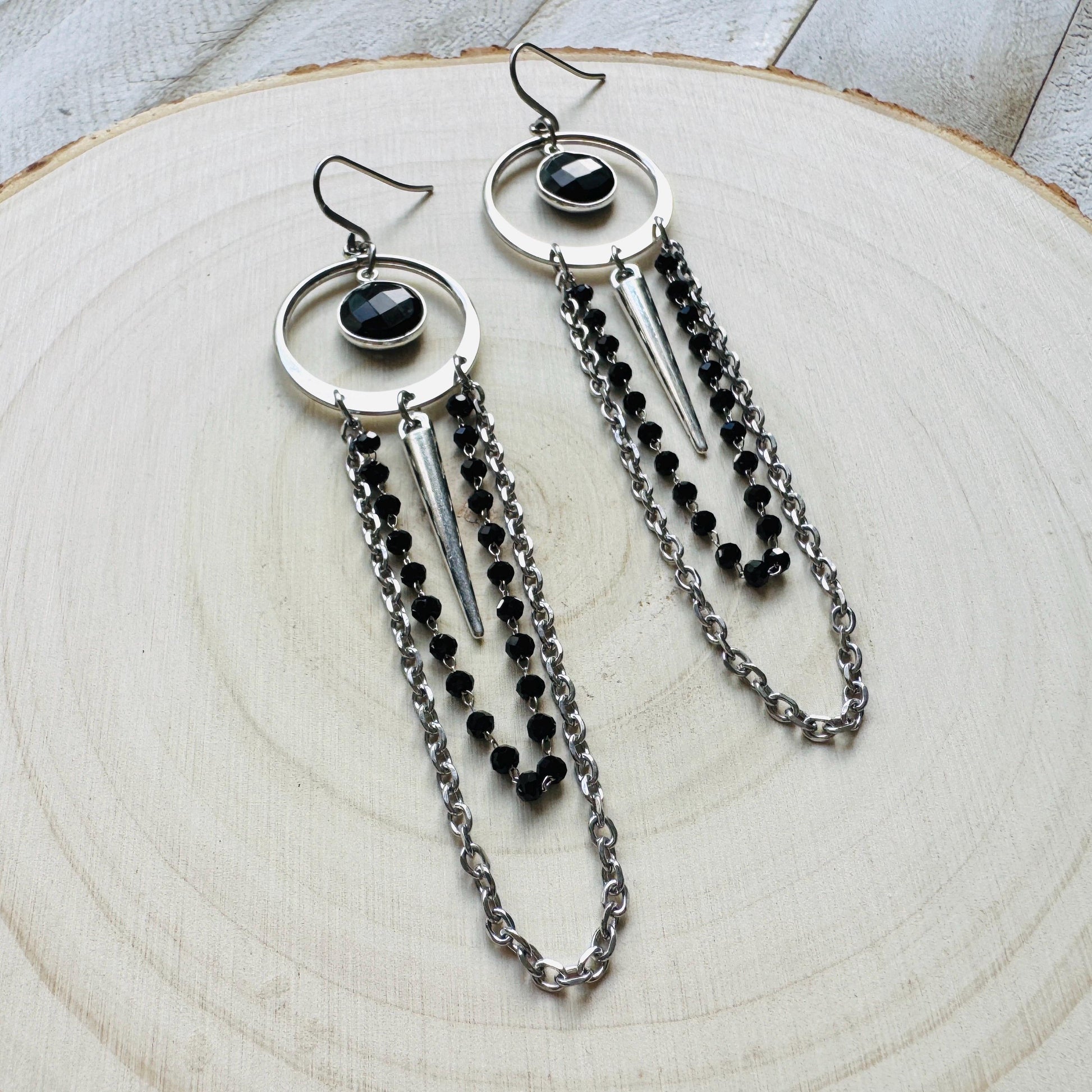 Onyx Earrings, Punk Earrings Dangle, Best Friend Birthday, Trendy Jewelry 2025, Goth Valentines Gift, Valentines Day Gift, Gift for Mom