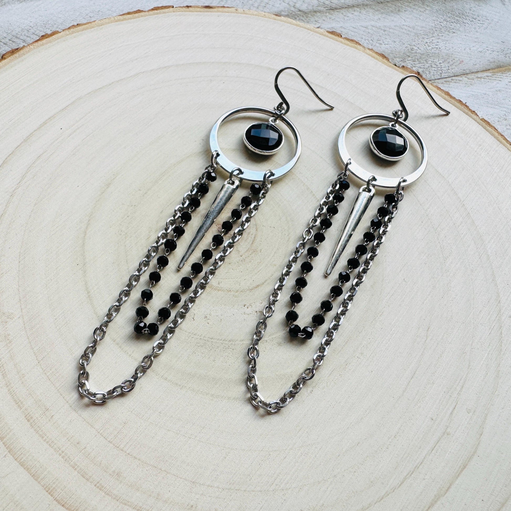 Onyx Earrings, Punk Earrings Dangle, Best Friend Birthday, Trendy Jewelry 2025, Goth Valentines Gift, Valentines Day Gift, Gift for Mom