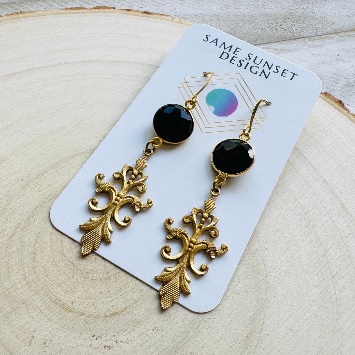 Onyx Earrings Dangle, Wanderlust Jewelry, Statement Earrings Boho, Unique Gifts for Women, Valentines Gift for Her Jewelry, Witchy Gifts