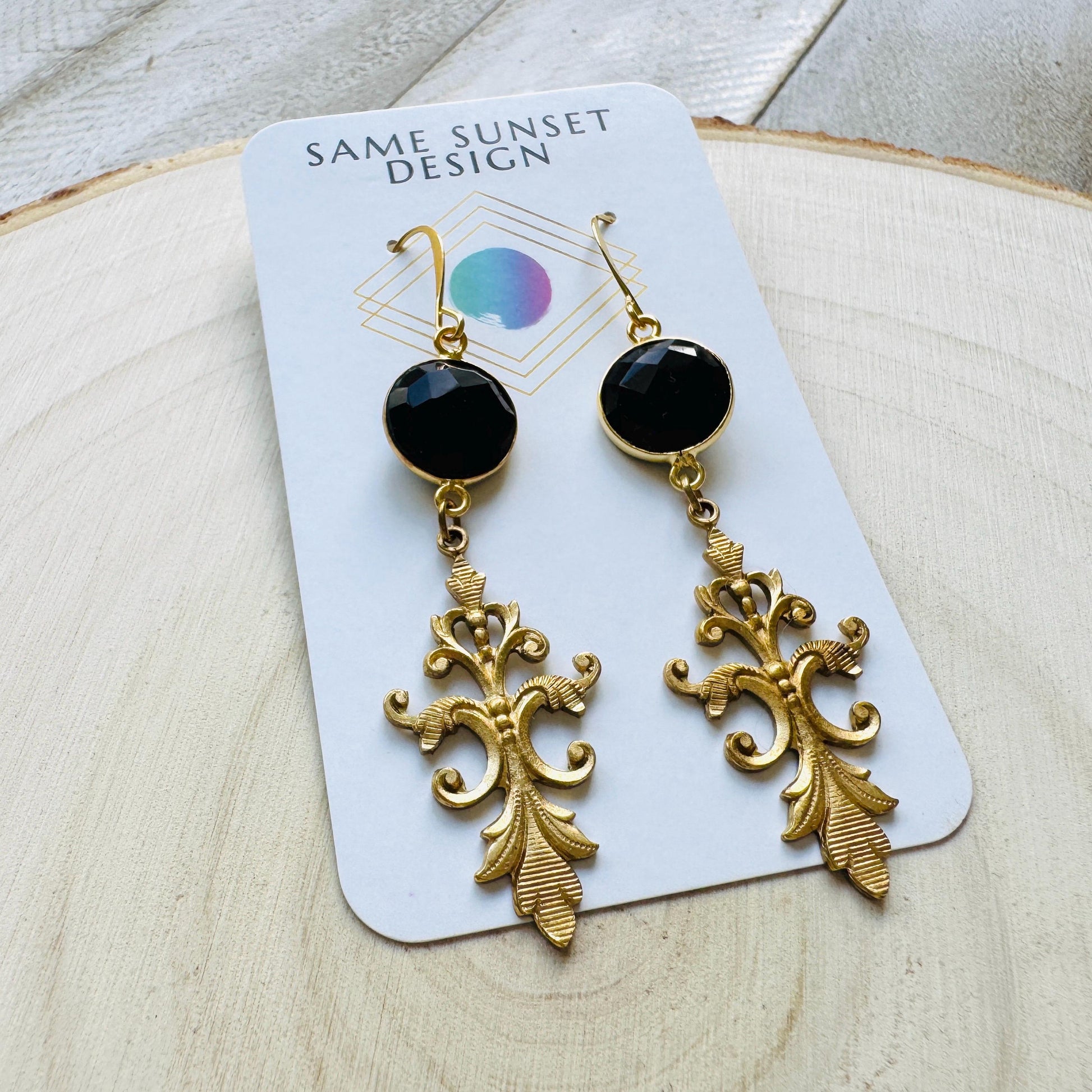 Onyx Earrings Dangle, Wanderlust Jewelry, Statement Earrings Boho, Unique Gifts for Women, Valentines Gift for Her Jewelry, Witchy Gifts