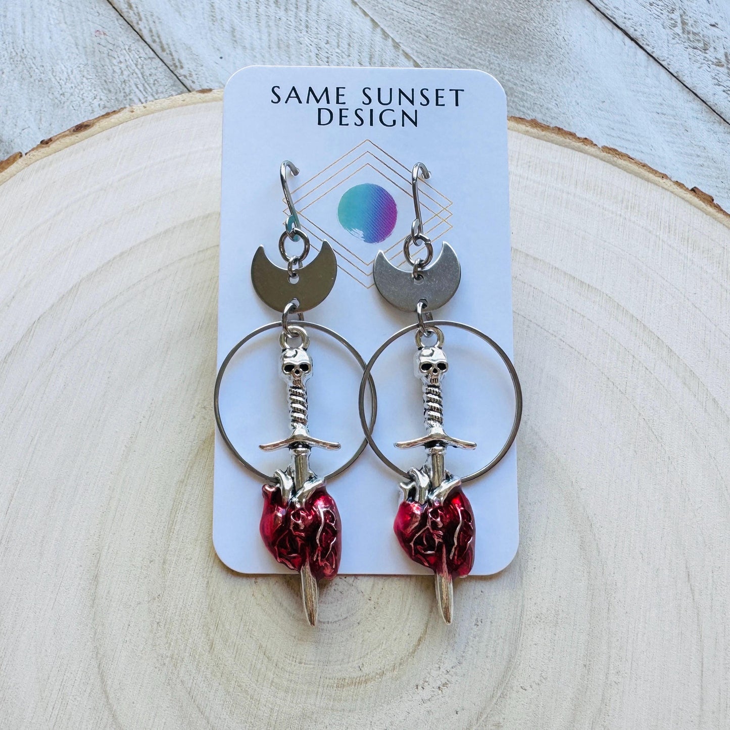 Anatomical Heart Earrings, Skull Earrings, Creepy Cute Jewelry, Galentines Day Gifts, Best Friend Valentines Gift, Birthday Gift for Mom