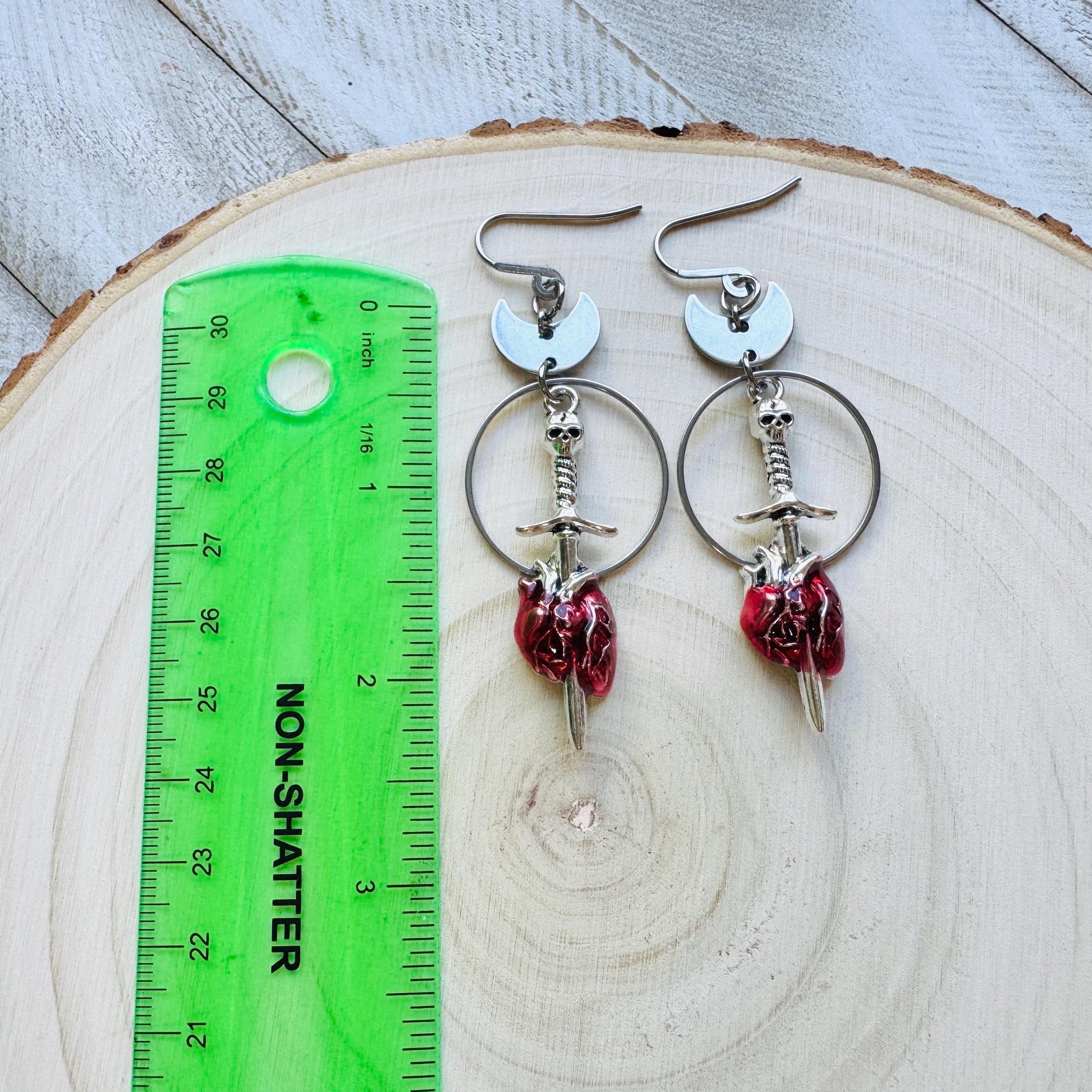 Anatomical Heart Earrings, Skull Earrings, Creepy Cute Jewelry, Galentines Day Gifts, Best Friend Valentines Gift, Birthday Gift for Mom