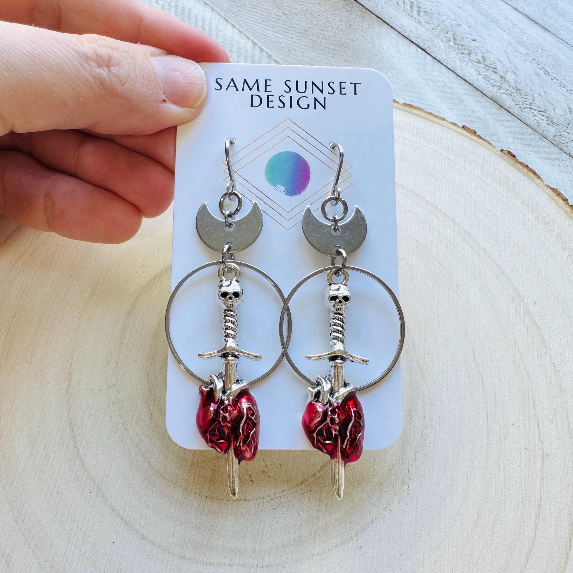 Anatomical Heart Earrings, Skull Earrings, Creepy Cute Jewelry, Galentines Day Gifts, Best Friend Valentines Gift, Birthday Gift for Mom