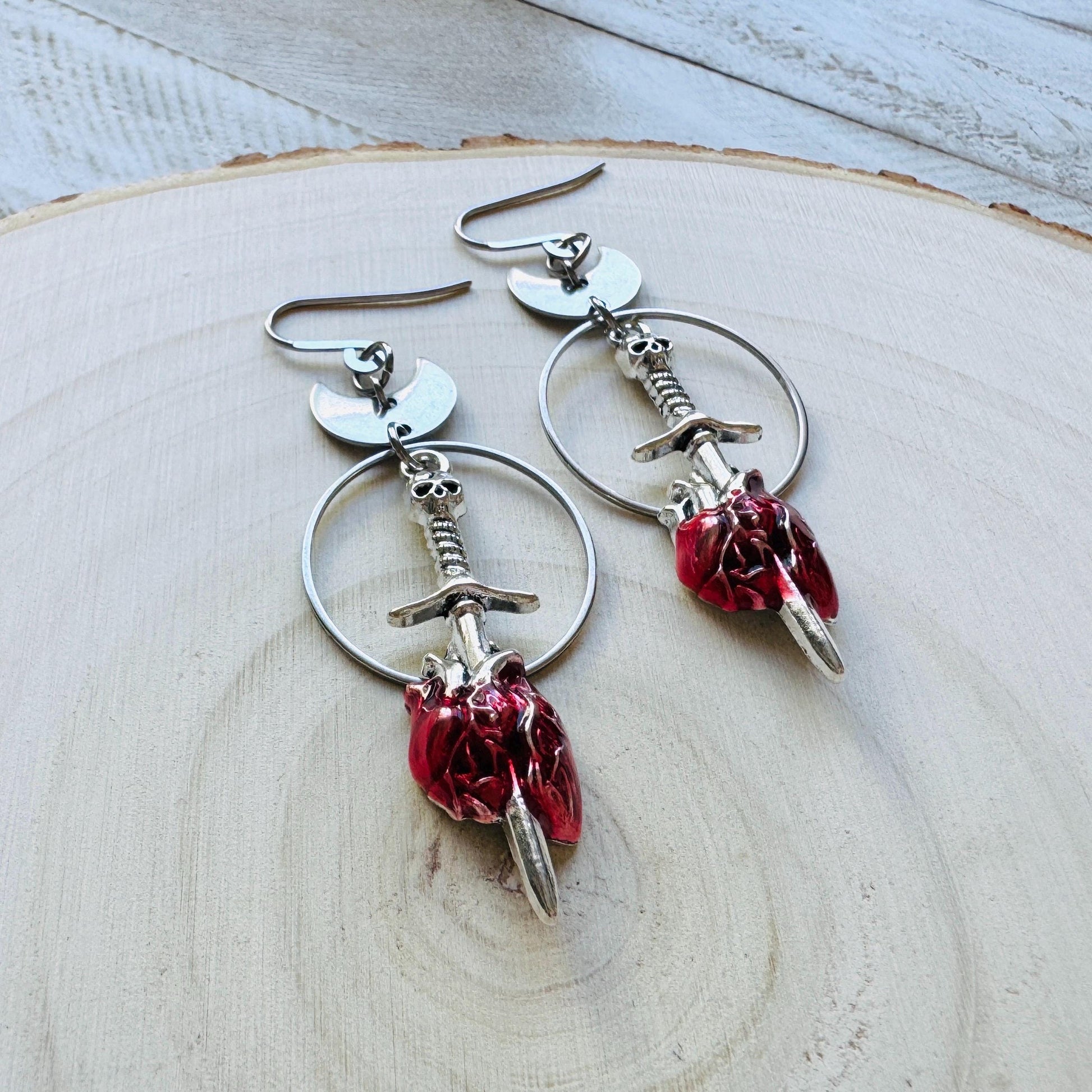 Anatomical Heart Earrings, Skull Earrings, Creepy Cute Jewelry, Galentines Day Gifts, Best Friend Valentines Gift, Birthday Gift for Mom