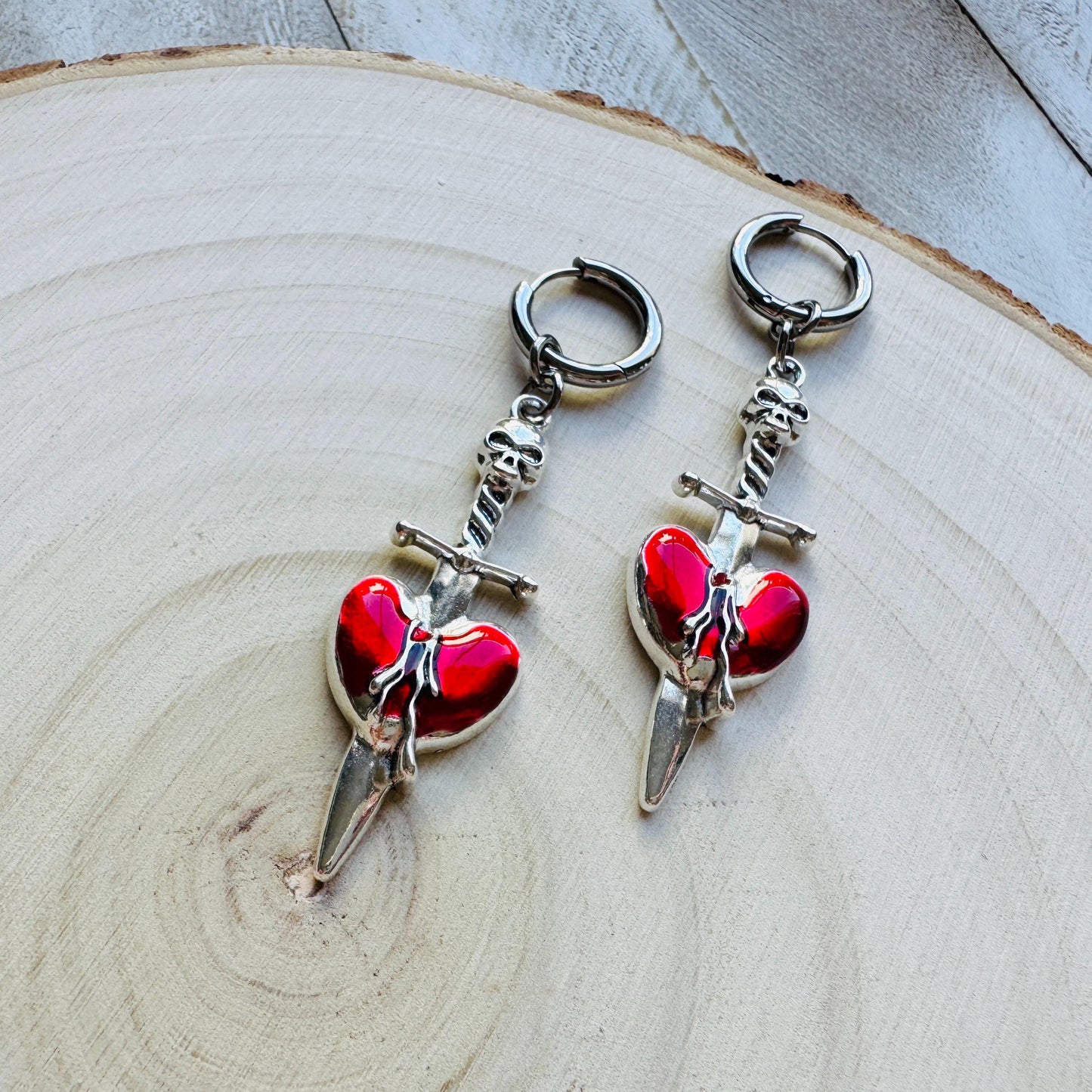 Dagger Earrings, Sword Earrings, Punk Jewelry, Huggie Hoop Earrings, Trendy Jewelry 2025, Goth Valentines Gift, Galentines Gift for Friends