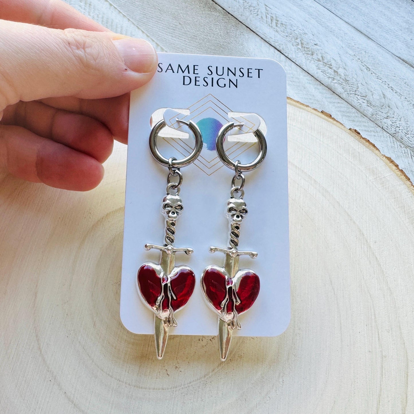 Dagger Earrings, Sword Earrings, Punk Jewelry, Huggie Hoop Earrings, Trendy Jewelry 2025, Goth Valentines Gift, Galentines Gift for Friends