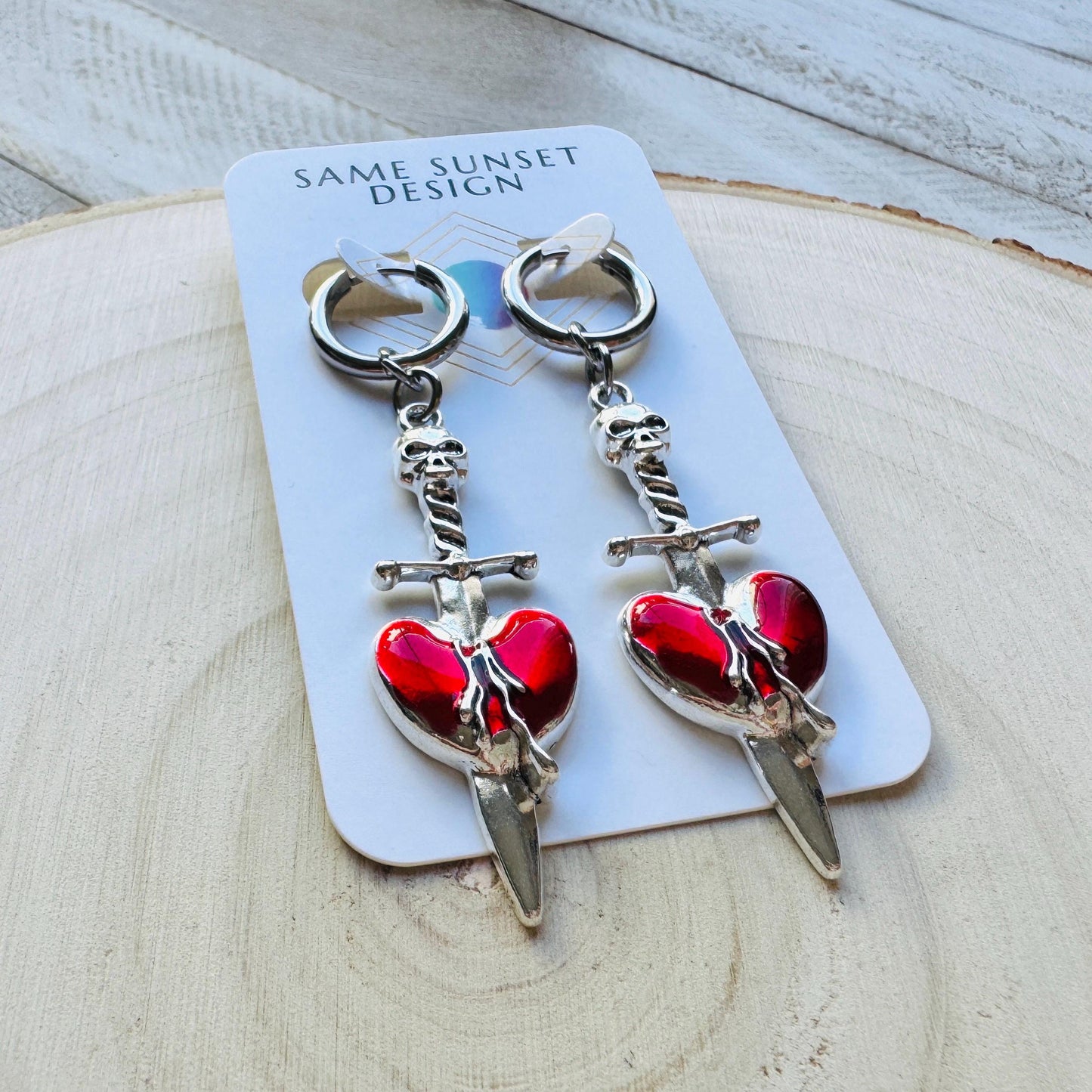 Dagger Earrings, Sword Earrings, Punk Jewelry, Huggie Hoop Earrings, Trendy Jewelry 2025, Goth Valentines Gift, Galentines Gift for Friends