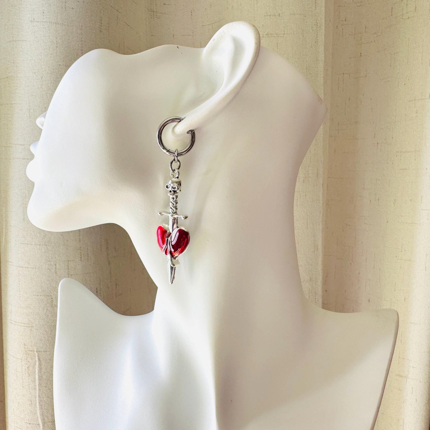 Dagger Earrings, Sword Earrings, Punk Jewelry, Huggie Hoop Earrings, Trendy Jewelry 2025, Goth Valentines Gift, Galentines Gift for Friends