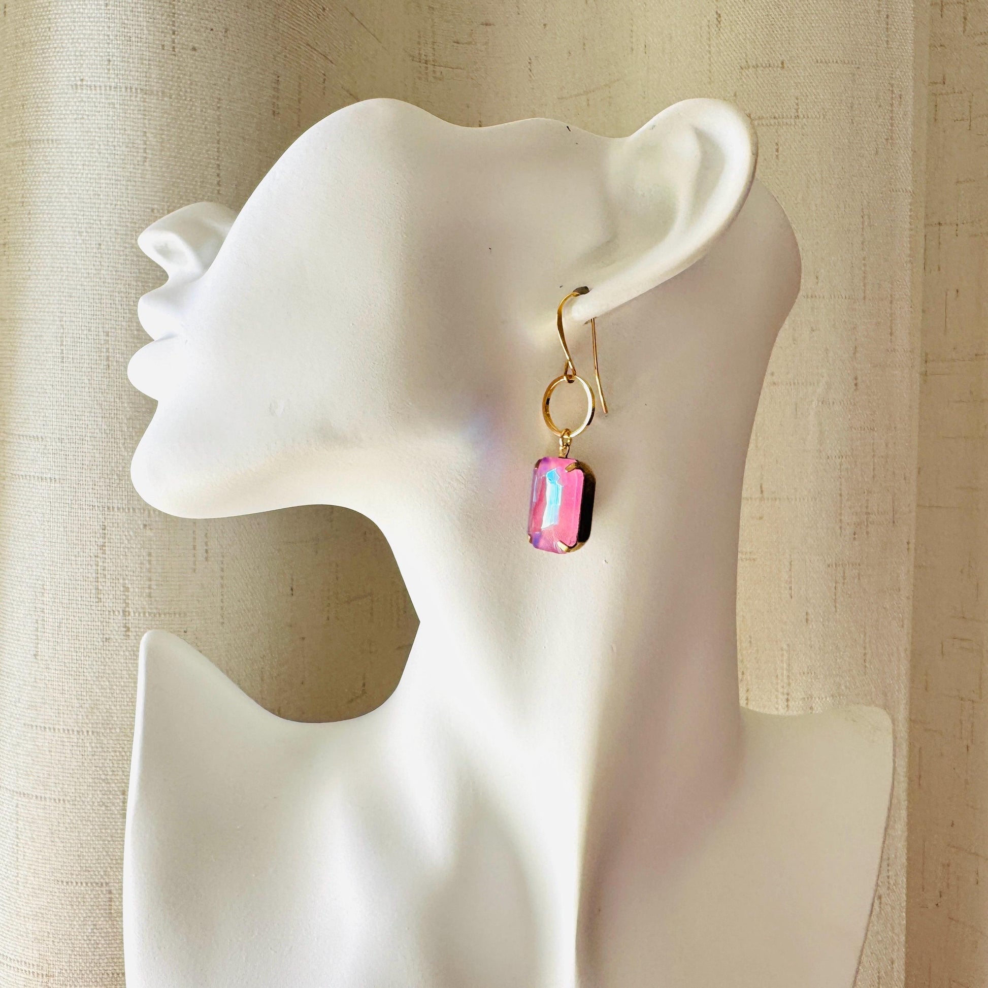 Purple Earrings, Hoop Earrings Gold, Wedding Earrings for Bride, Sweet 16 Gift for Daughter, Best Gift for Mom, Valentines Day Gift