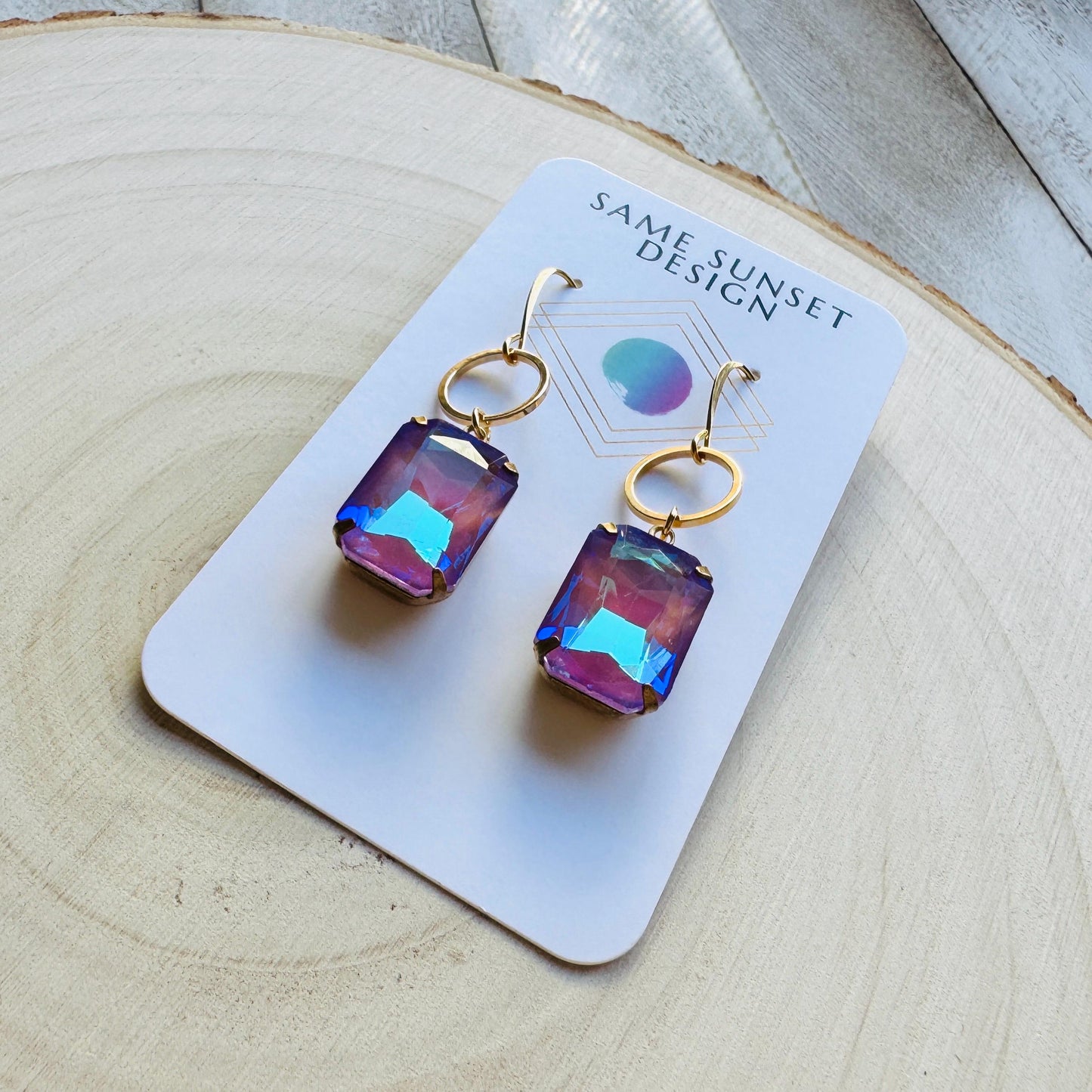 Purple Earrings, Hoop Earrings Gold, Wedding Earrings for Bride, Sweet 16 Gift for Daughter, Best Gift for Mom, Valentines Day Gift