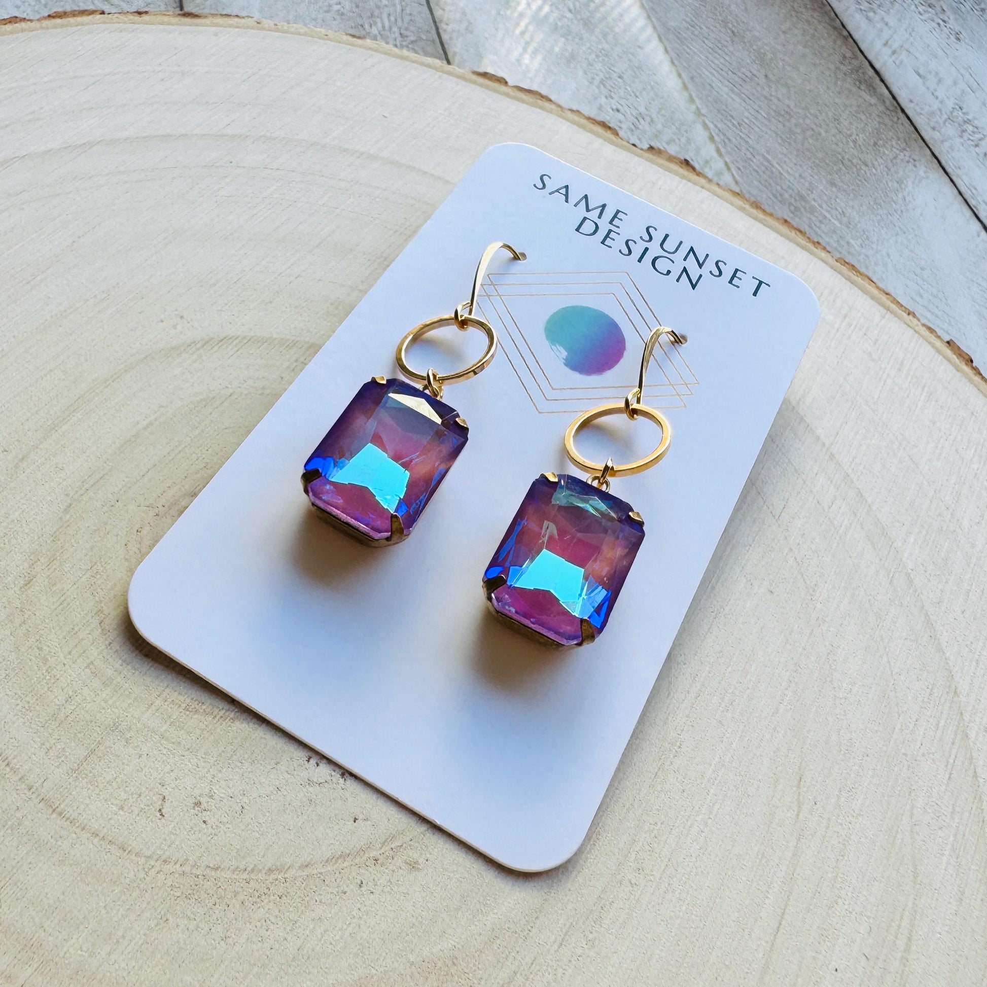 Purple Earrings, Hoop Earrings Gold, Wedding Earrings for Bride, Sweet 16 Gift for Daughter, Best Gift for Mom, Valentines Day Gift