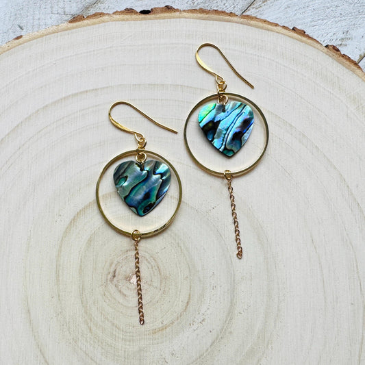 Abalone Earrings, Heart Earrings Gold, Best Friend Birthday Gift, Best Friend Valentines Gift, Love Gifts for Daughter, Gold Hoops