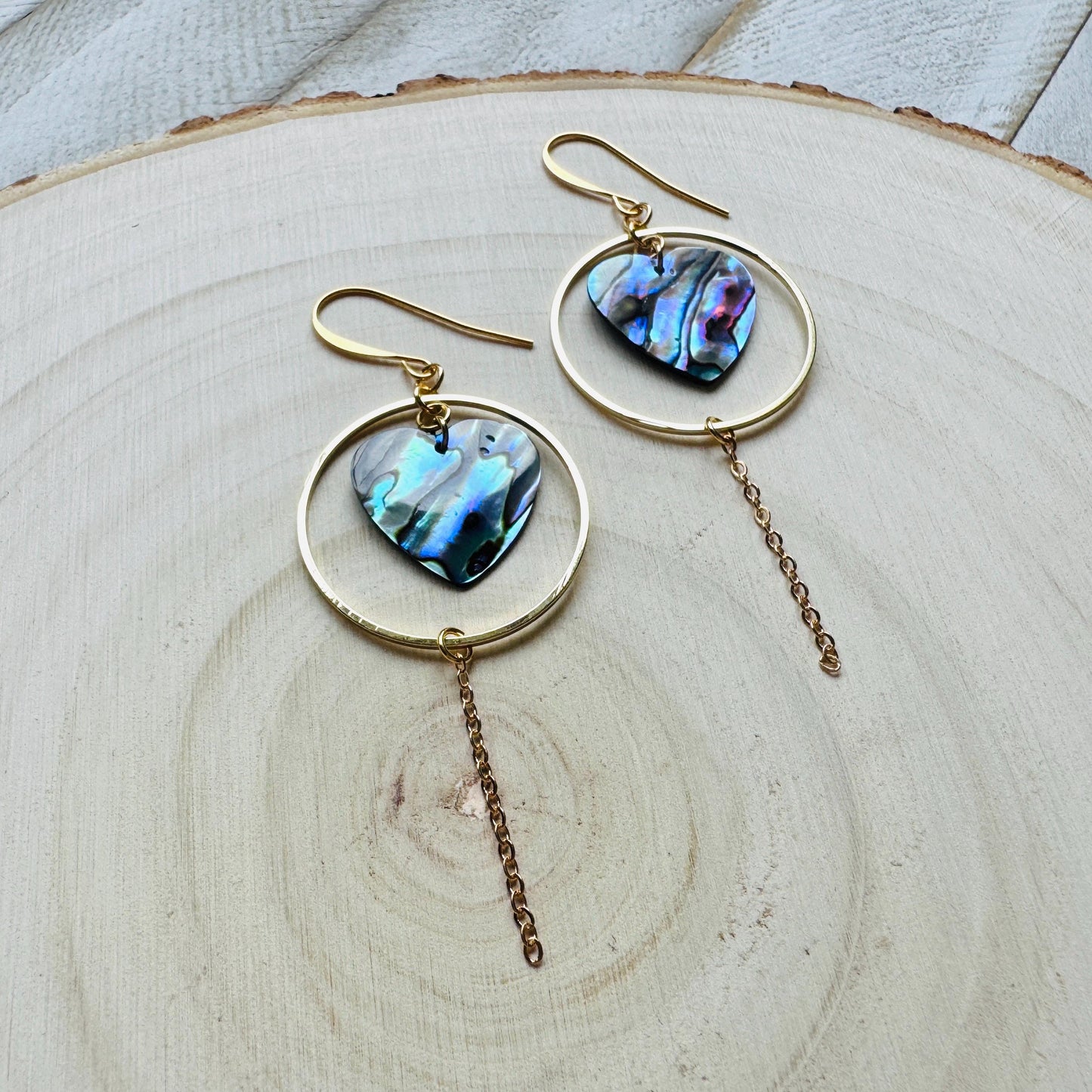 Abalone Earrings, Heart Earrings Gold, Best Friend Birthday Gift, Best Friend Valentines Gift, Love Gifts for Daughter, Gold Hoops
