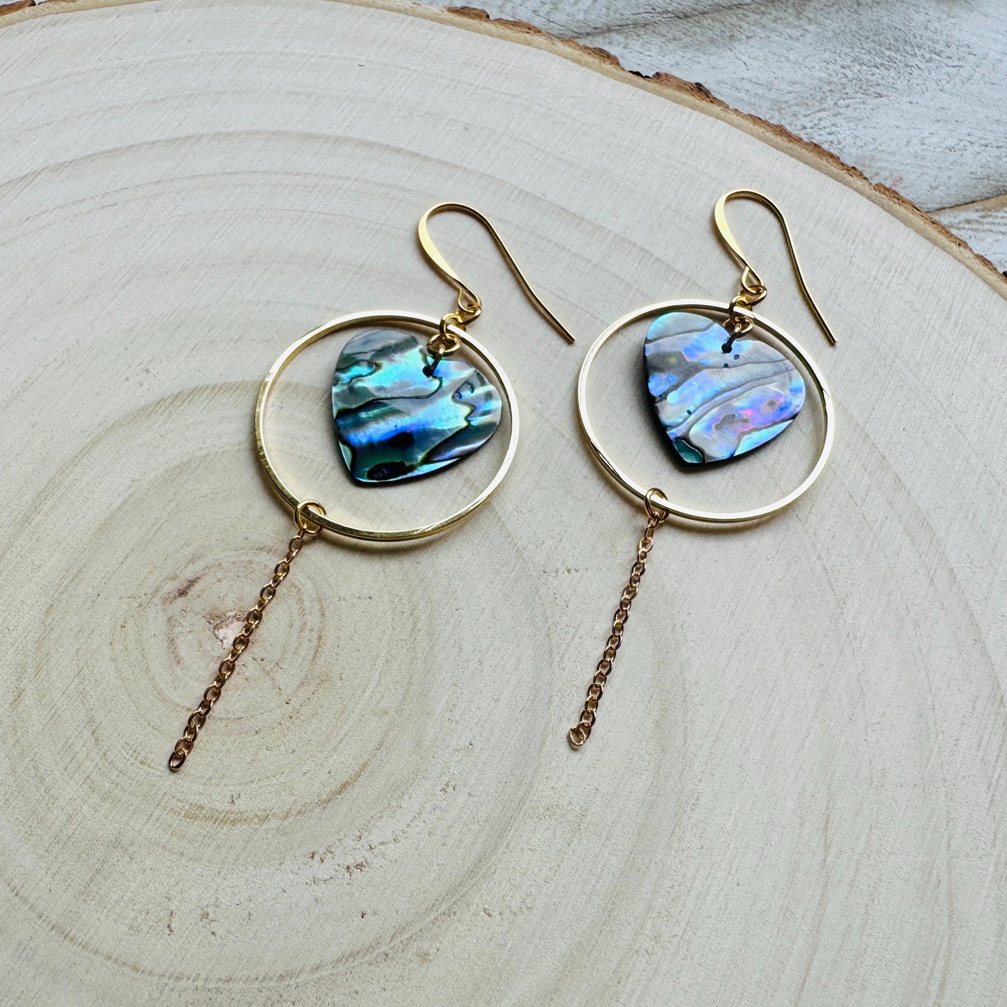 Abalone Earrings, Heart Earrings Gold, Best Friend Birthday Gift, Best Friend Valentines Gift, Love Gifts for Daughter, Gold Hoops