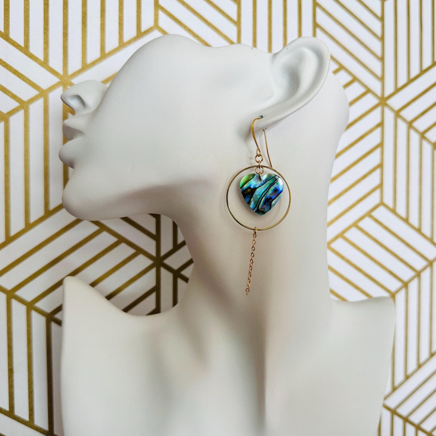 Abalone Earrings, Heart Earrings Gold, Best Friend Birthday Gift, Best Friend Valentines Gift, Love Gifts for Daughter, Gold Hoops