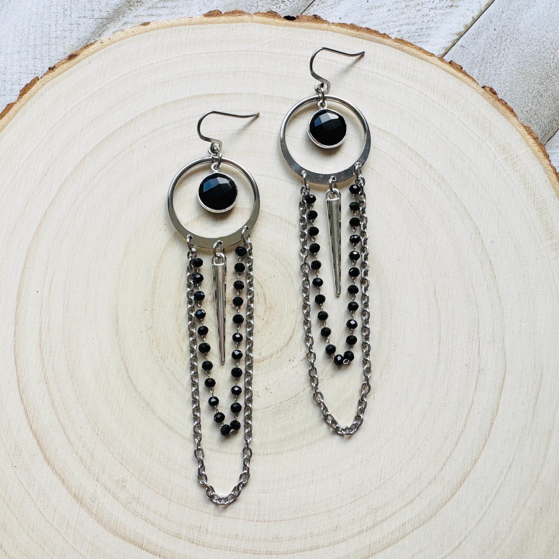 Onyx Earrings, Punk Earrings Dangle, Best Friend Birthday, Trendy Jewelry 2025, Goth Valentines Gift, Valentines Day Gift, Gift for Mom