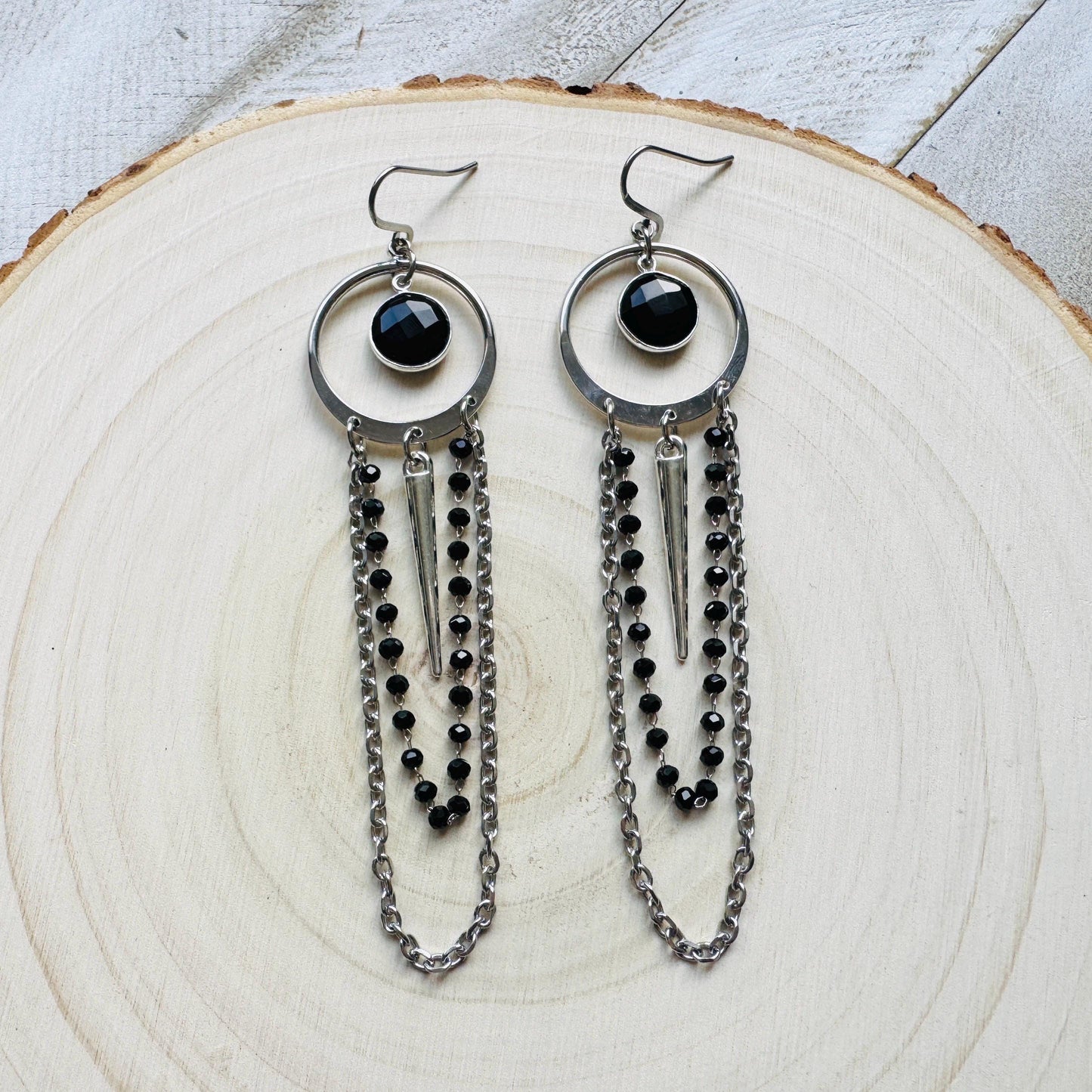 Onyx Earrings, Punk Earrings Dangle, Best Friend Birthday, Trendy Jewelry 2025, Goth Valentines Gift, Valentines Day Gift, Gift for Mom