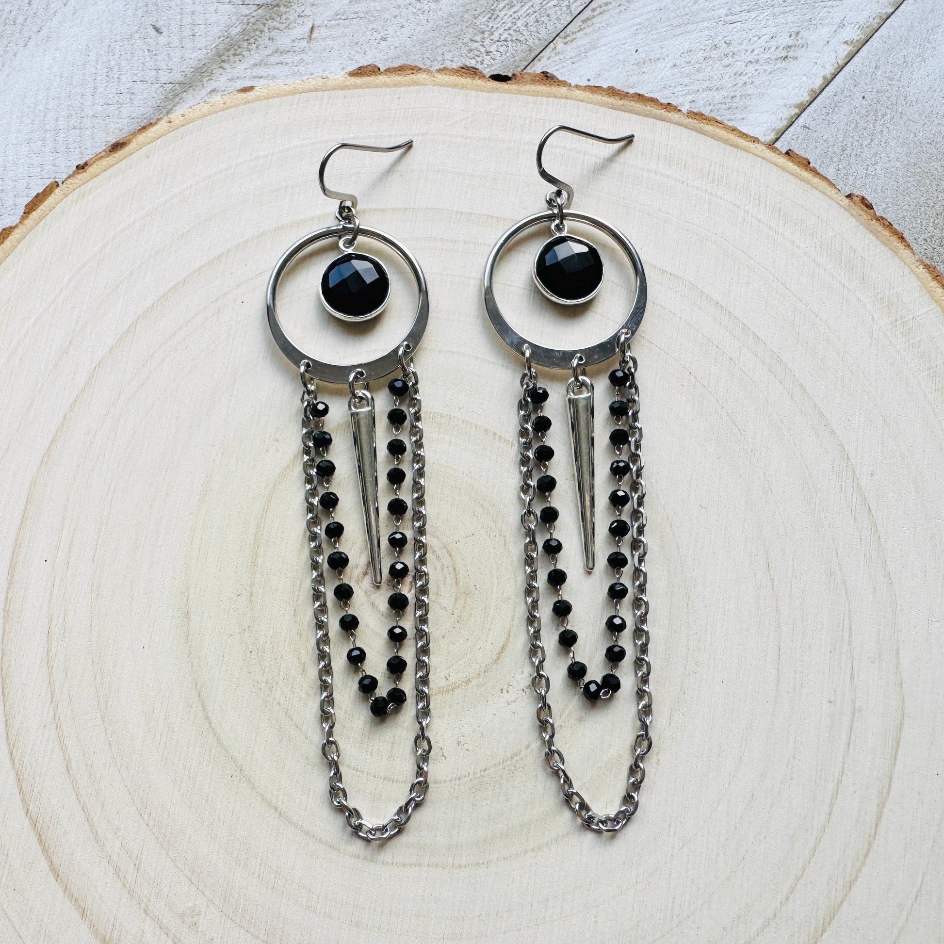 Onyx Earrings, Punk Earrings Dangle, Best Friend Birthday, Trendy Jewelry 2025, Goth Valentines Gift, Valentines Day Gift, Gift for Mom
