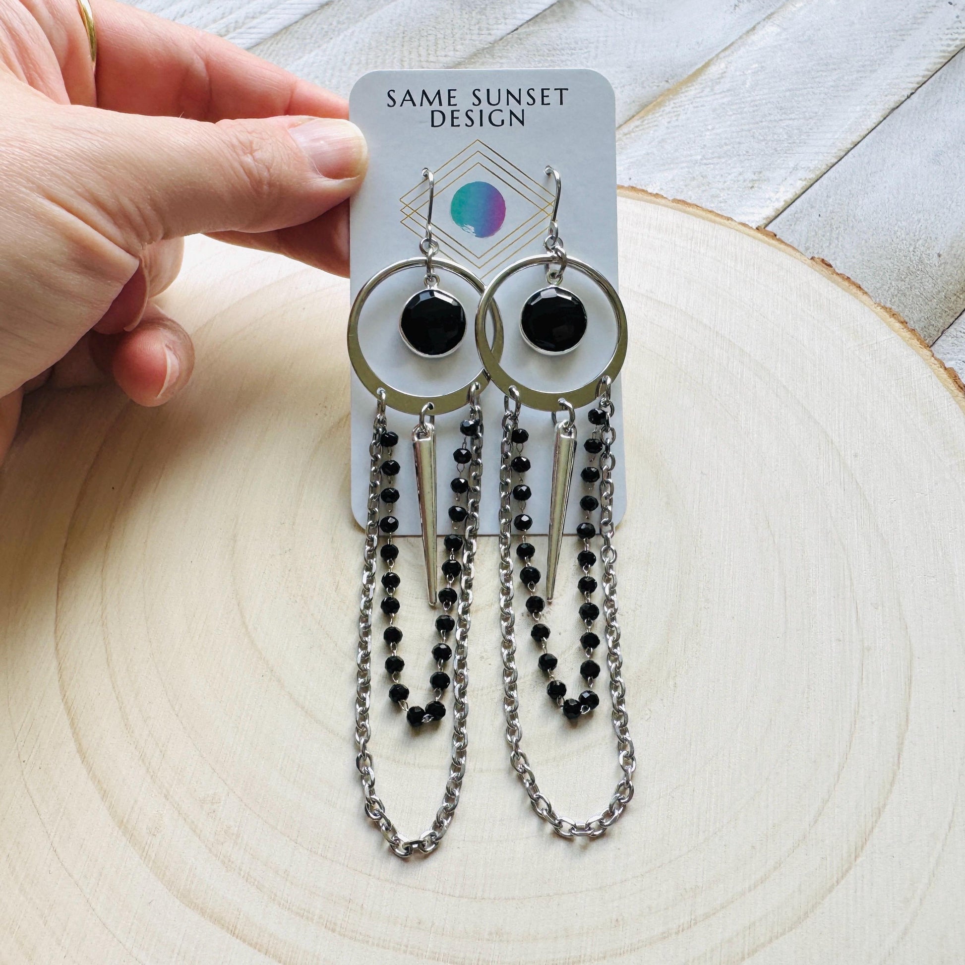 Onyx Earrings, Punk Earrings Dangle, Best Friend Birthday, Trendy Jewelry 2025, Goth Valentines Gift, Valentines Day Gift, Gift for Mom
