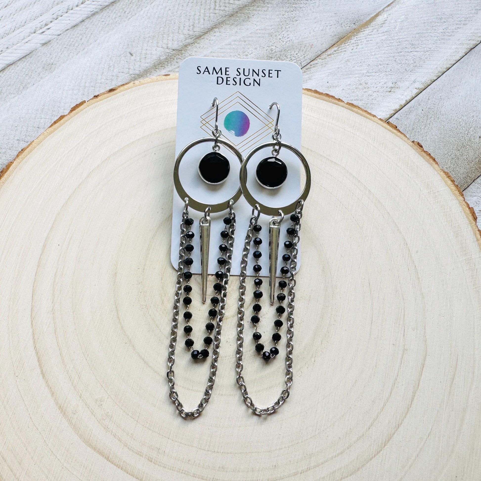 Onyx Earrings, Punk Earrings Dangle, Best Friend Birthday, Trendy Jewelry 2025, Goth Valentines Gift, Valentines Day Gift, Gift for Mom