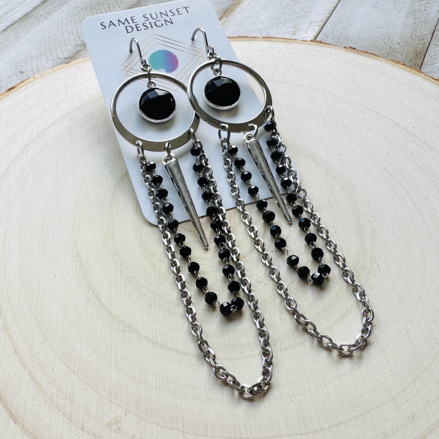 Onyx Earrings, Punk Earrings Dangle, Best Friend Birthday, Trendy Jewelry 2025, Goth Valentines Gift, Valentines Day Gift, Gift for Mom
