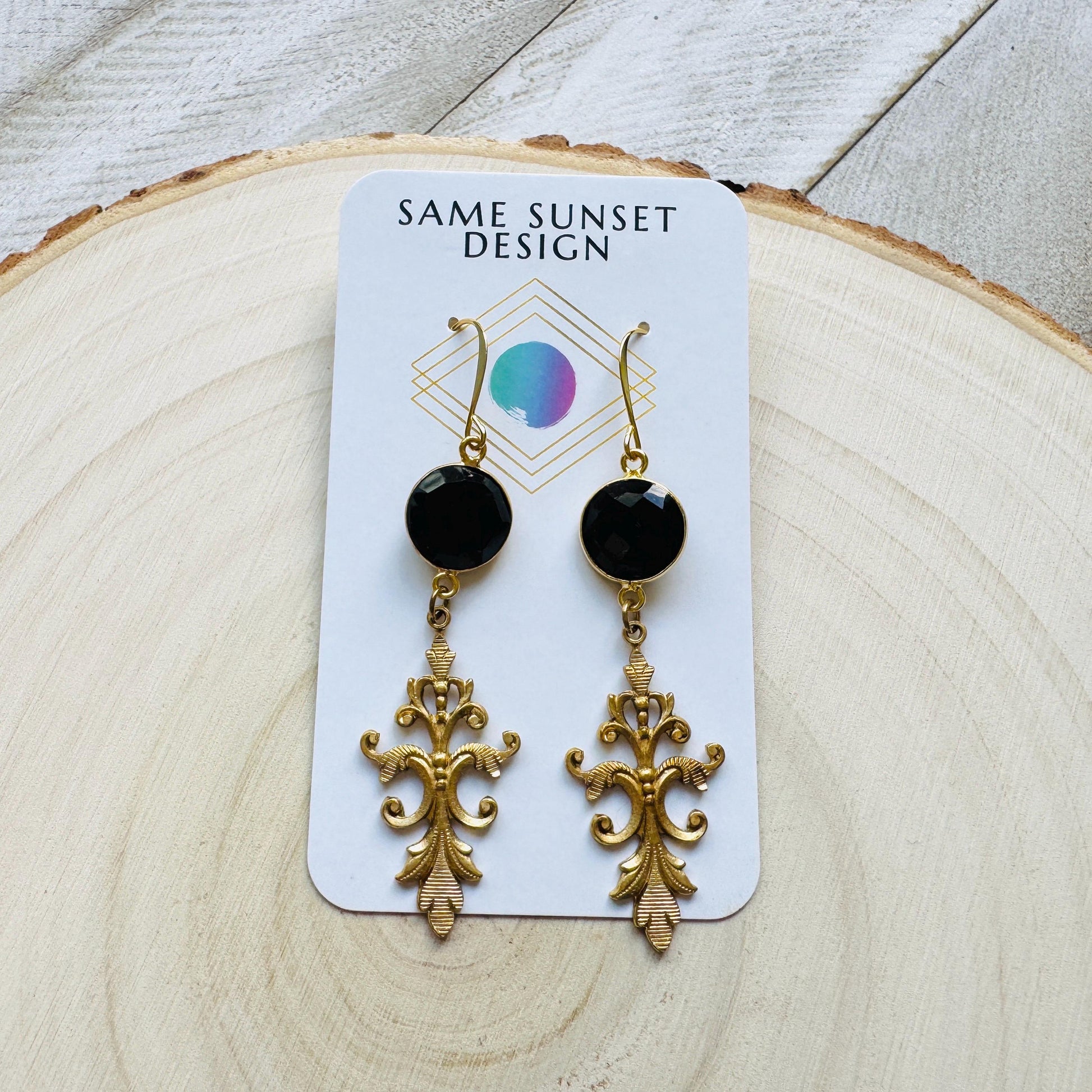 Onyx Earrings Dangle, Wanderlust Jewelry, Statement Earrings Boho, Unique Gifts for Women, Valentines Gift for Her Jewelry, Witchy Gifts