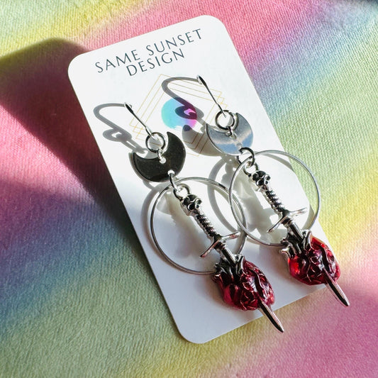 Anatomical Heart Earrings, Skull Earrings, Creepy Cute Jewelry, Galentines Day Gifts, Best Friend Valentines Gift, Birthday Gift for Mom