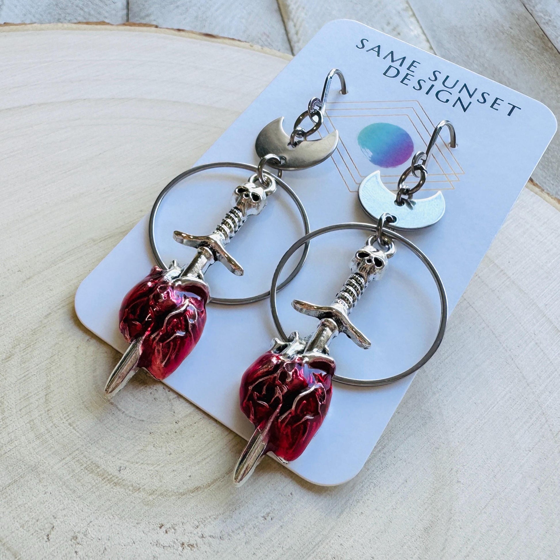 Anatomical Heart Earrings, Skull Earrings, Creepy Cute Jewelry, Galentines Day Gifts, Best Friend Valentines Gift, Birthday Gift for Mom