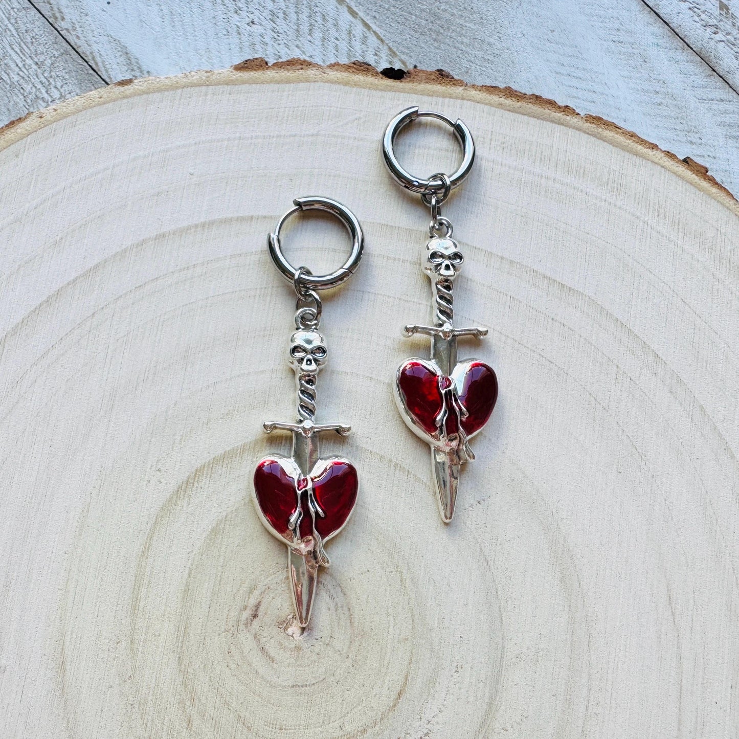 Dagger Earrings, Sword Earrings, Punk Jewelry, Huggie Hoop Earrings, Trendy Jewelry 2025, Goth Valentines Gift, Galentines Gift for Friends
