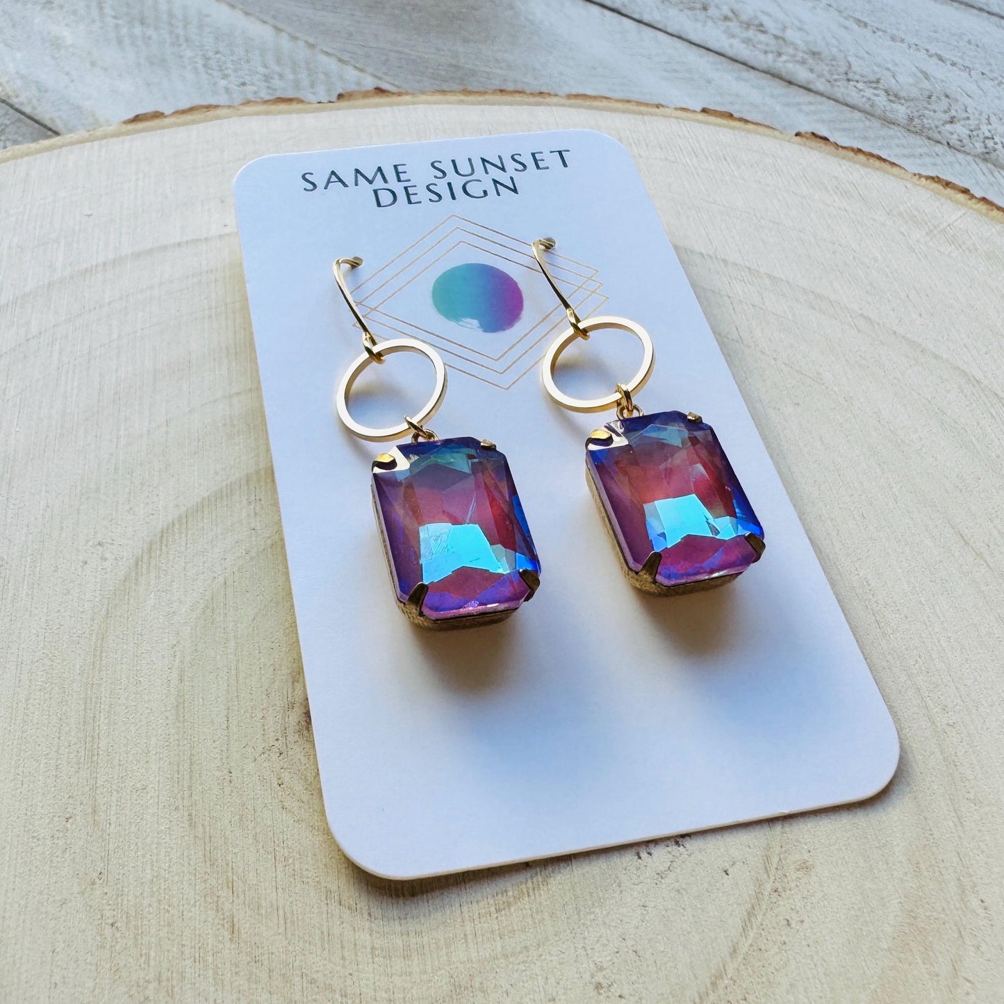 Purple Earrings, Hoop Earrings Gold, Wedding Earrings for Bride, Sweet 16 Gift for Daughter, Best Gift for Mom, Valentines Day Gift
