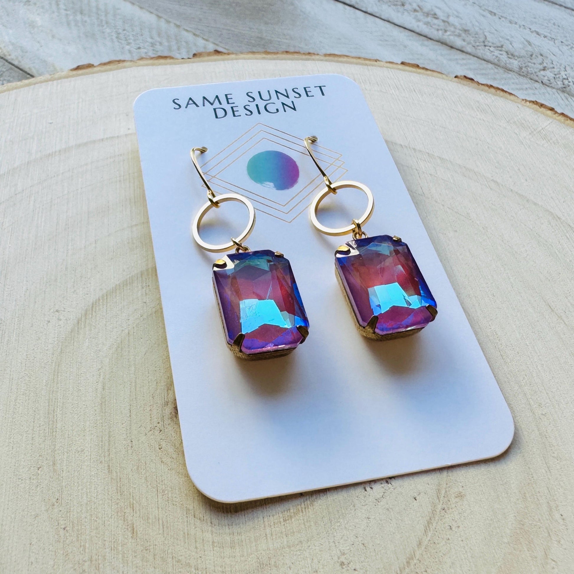 Purple Earrings, Hoop Earrings Gold, Wedding Earrings for Bride, Sweet 16 Gift for Daughter, Best Gift for Mom, Valentines Day Gift