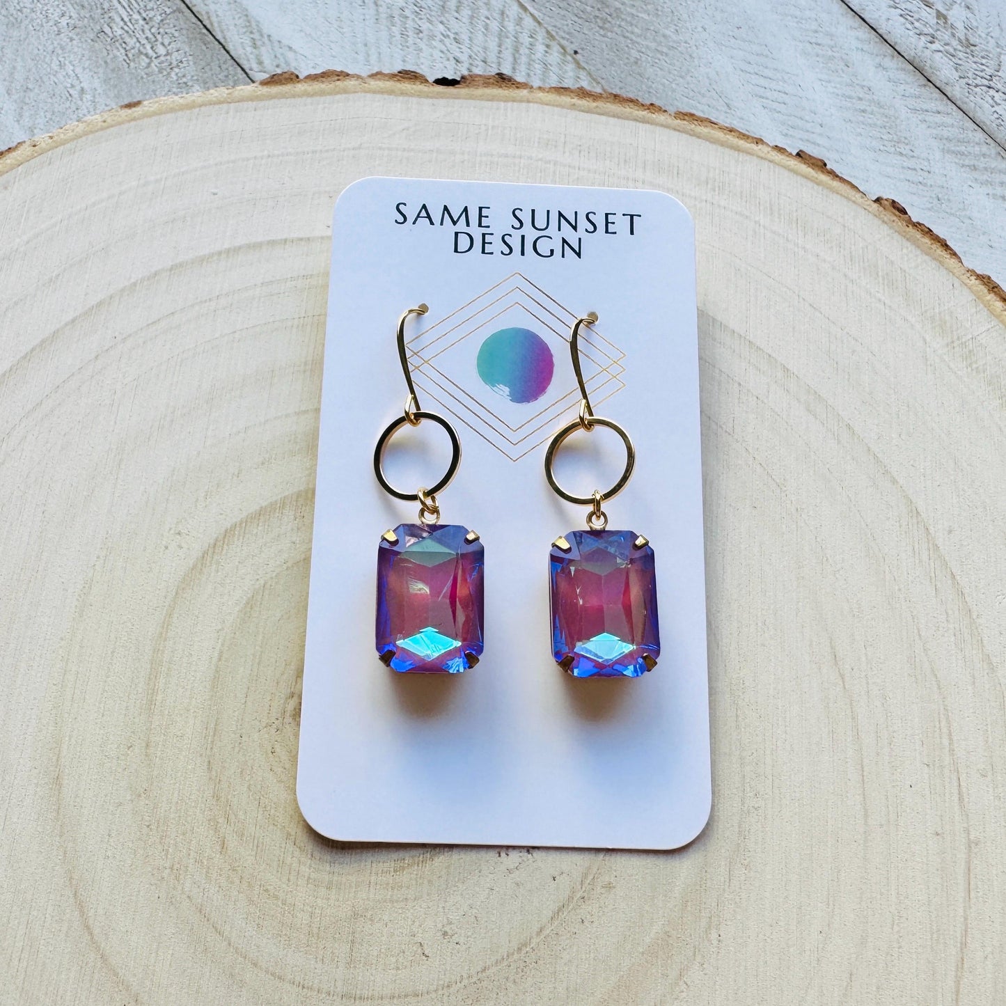 Purple Earrings, Hoop Earrings Gold, Wedding Earrings for Bride, Sweet 16 Gift for Daughter, Best Gift for Mom, Valentines Day Gift