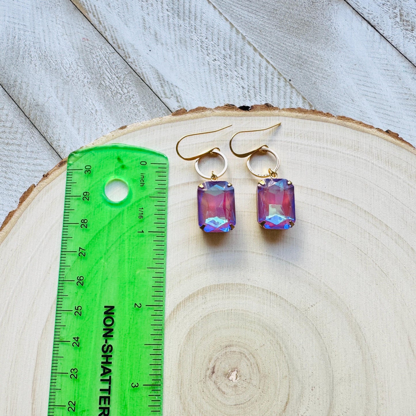 Purple Earrings, Hoop Earrings Gold, Wedding Earrings for Bride, Sweet 16 Gift for Daughter, Best Gift for Mom, Valentines Day Gift